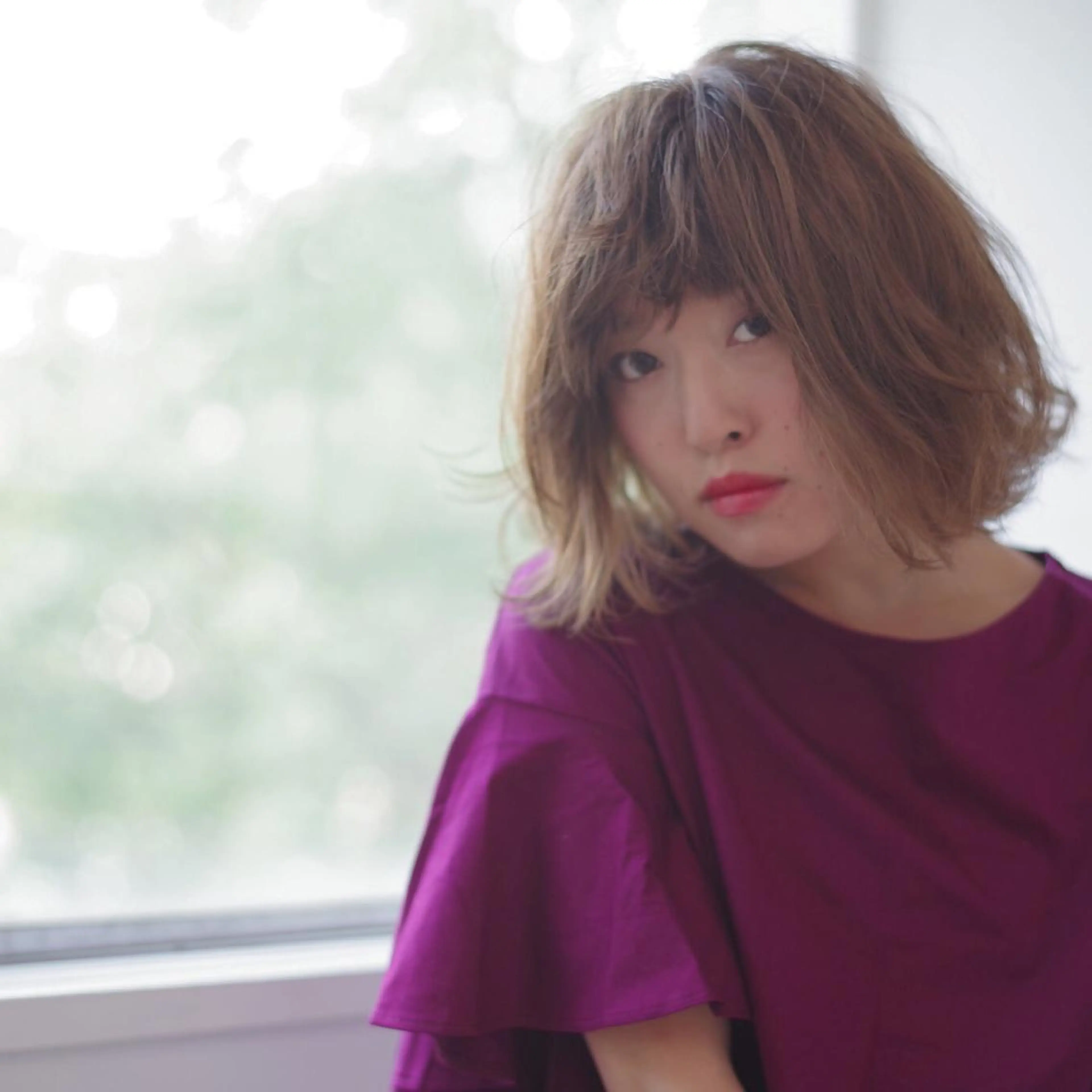 ミディアム カラー パーマ ヘアアレンジ 藤井 仁紀のヘアスタイル