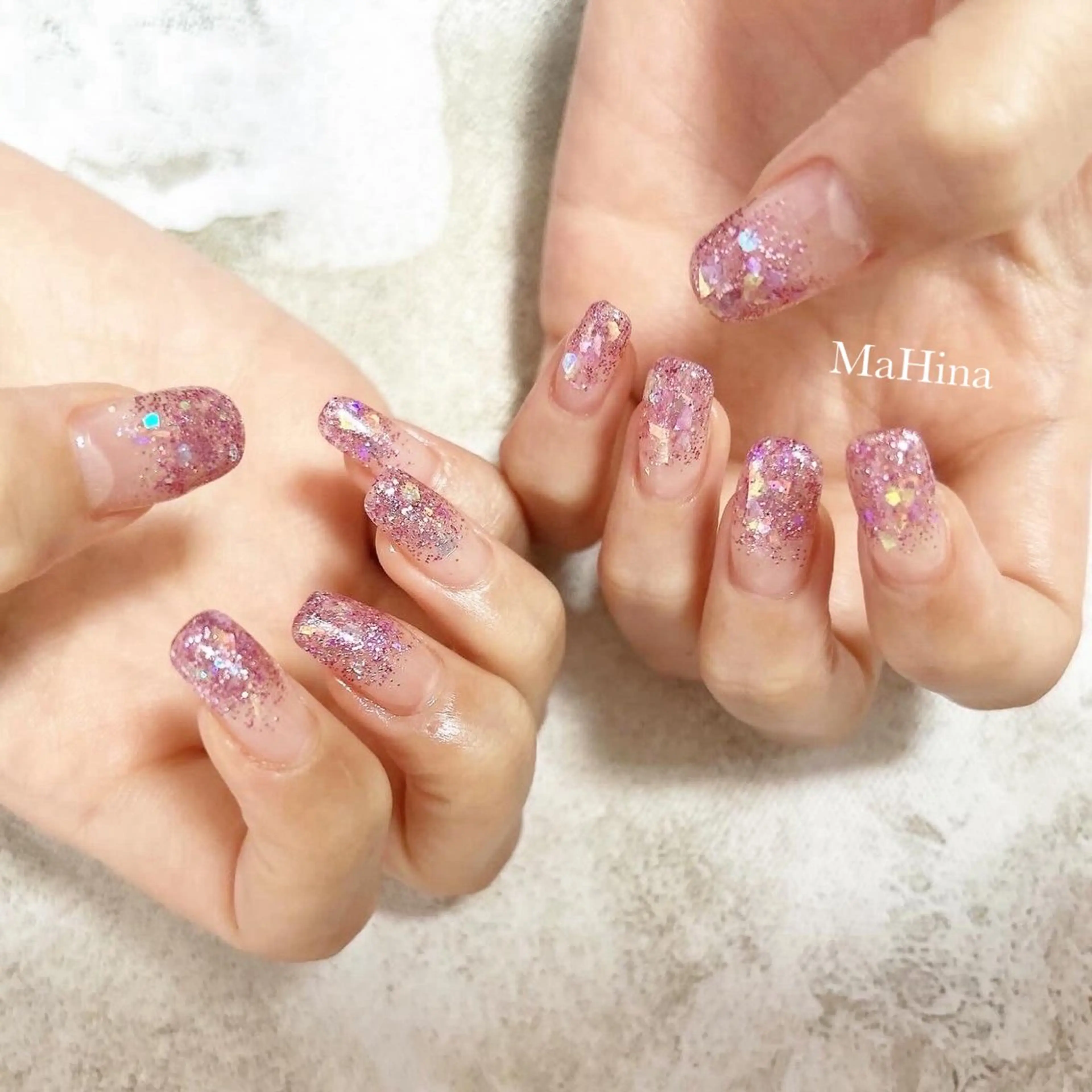 ネイル オーロラネイル クリアネイル ジェルネイル ホログラムネイル キラキラネイル ハンドネイル Healing Salon...MaHina(マヒナ)所属・MaHina🌙 salonのネイルデザイン