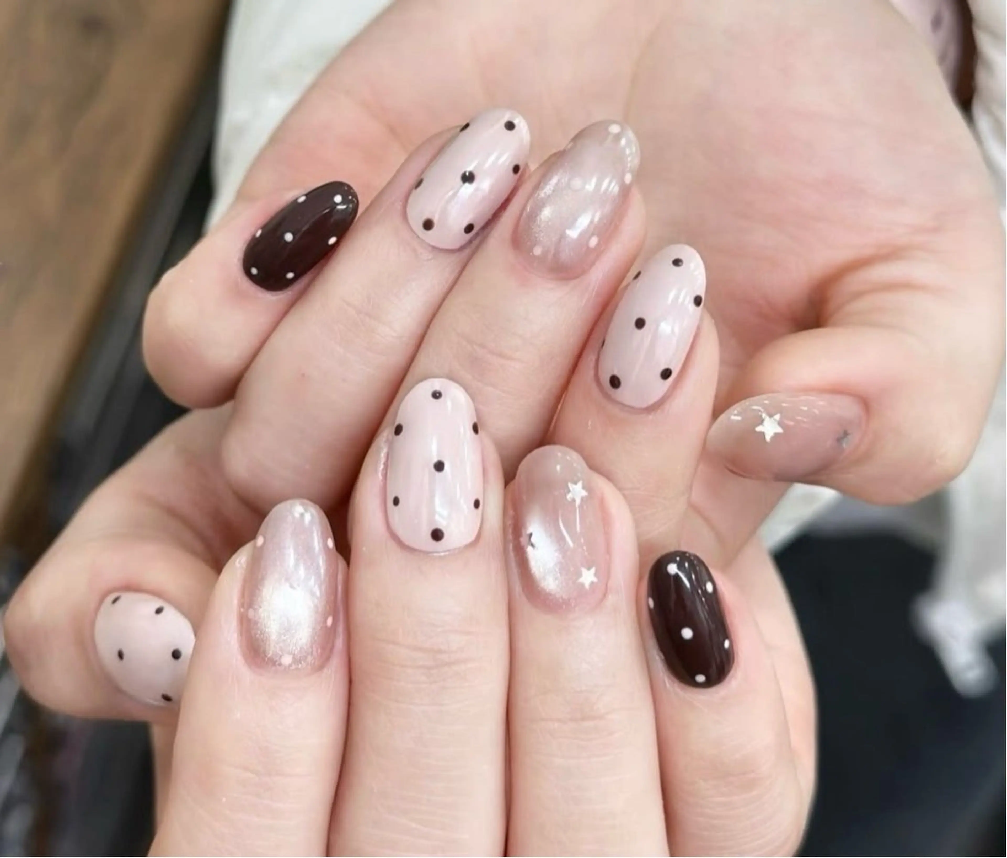 ネイル チークネイル ドット フレンチネイル 韓国ネイル レース Kawaii Nail Salonのネイルデザイン
