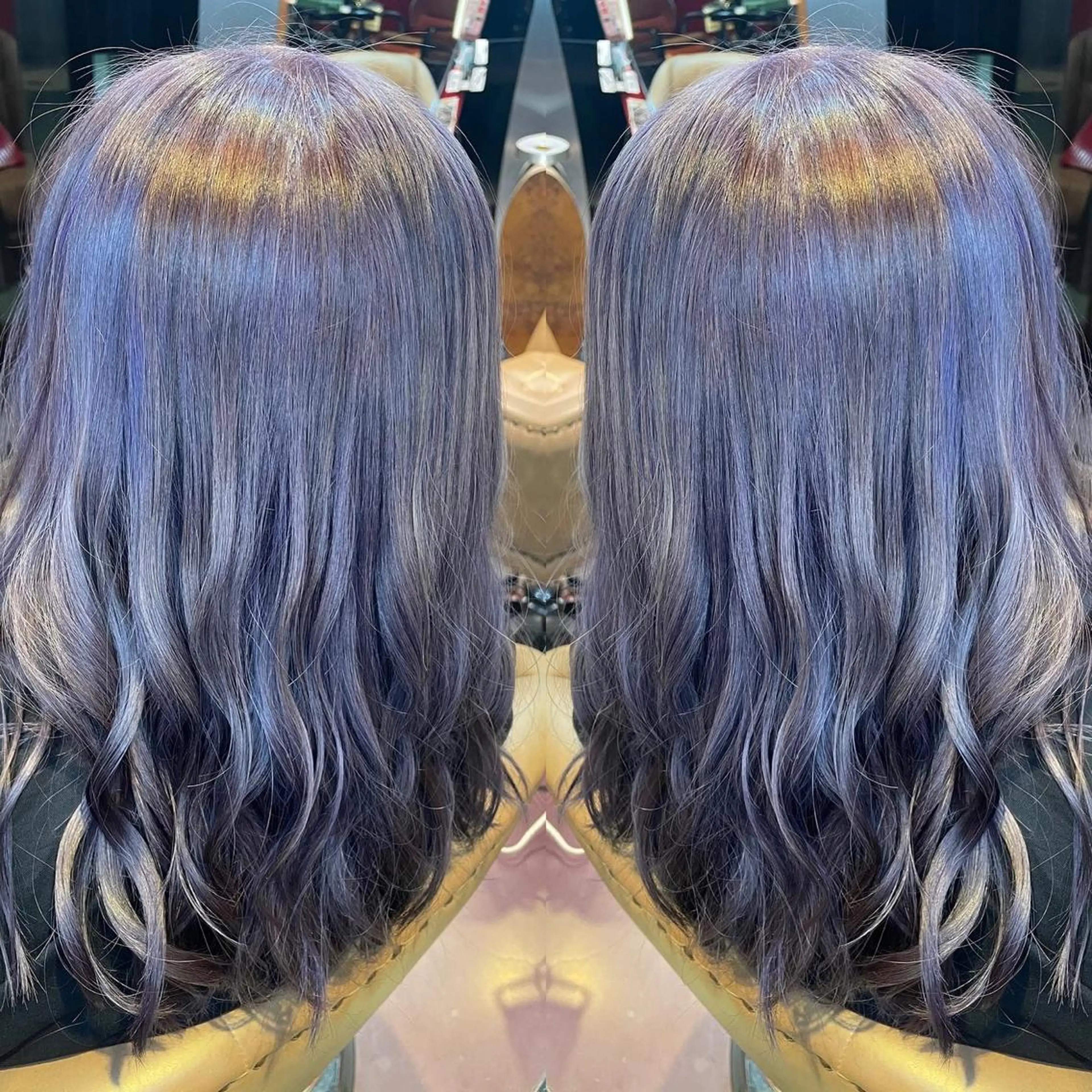 セミロング カラー アッシュ ブリーチ ケアブリーチ ラベンダーカラー 👑派手髪/カット 👑ANRYのヘアスタイル