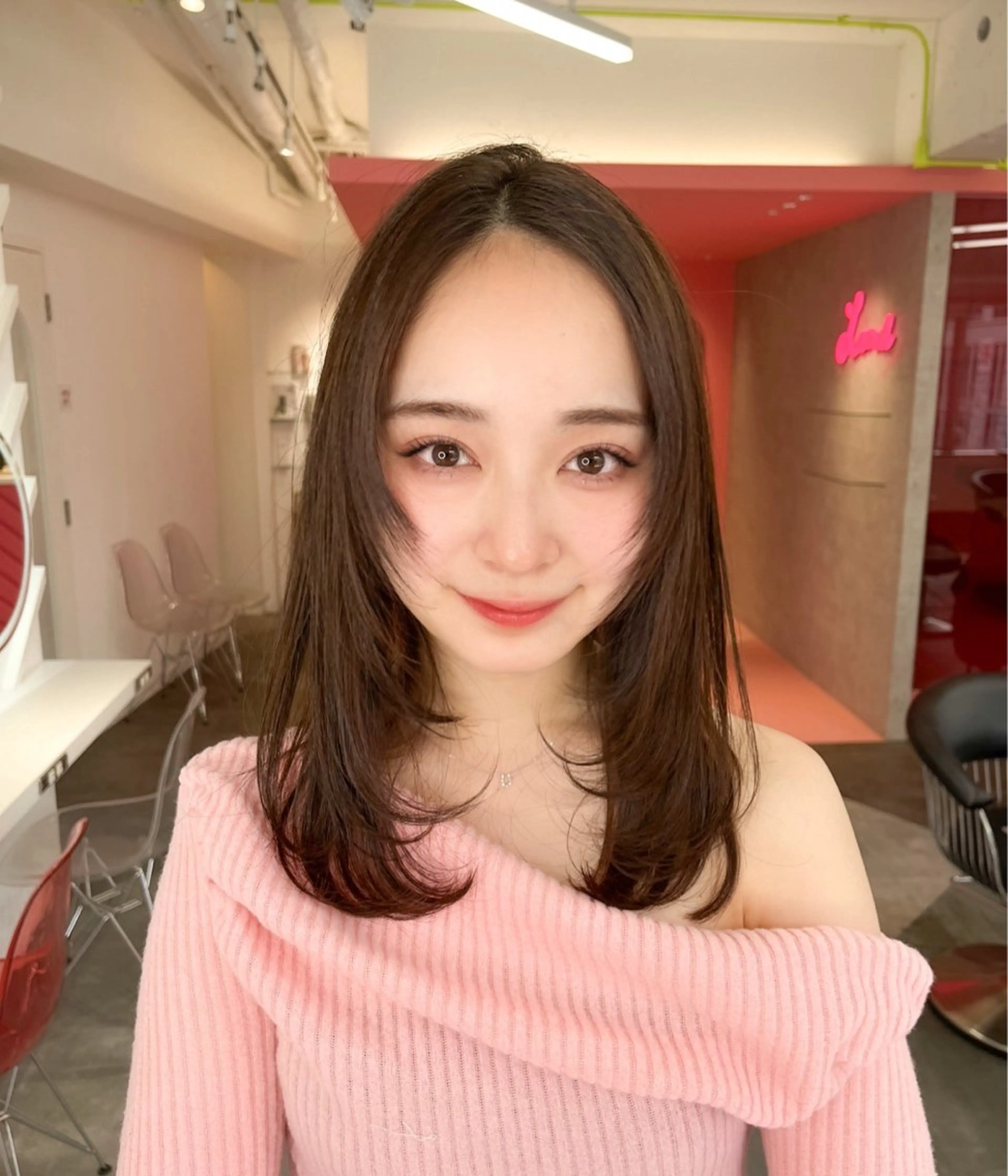 ミディアム 山崎/ボブ縮毛矯正 レイヤー髪質改善のヘアスタイル