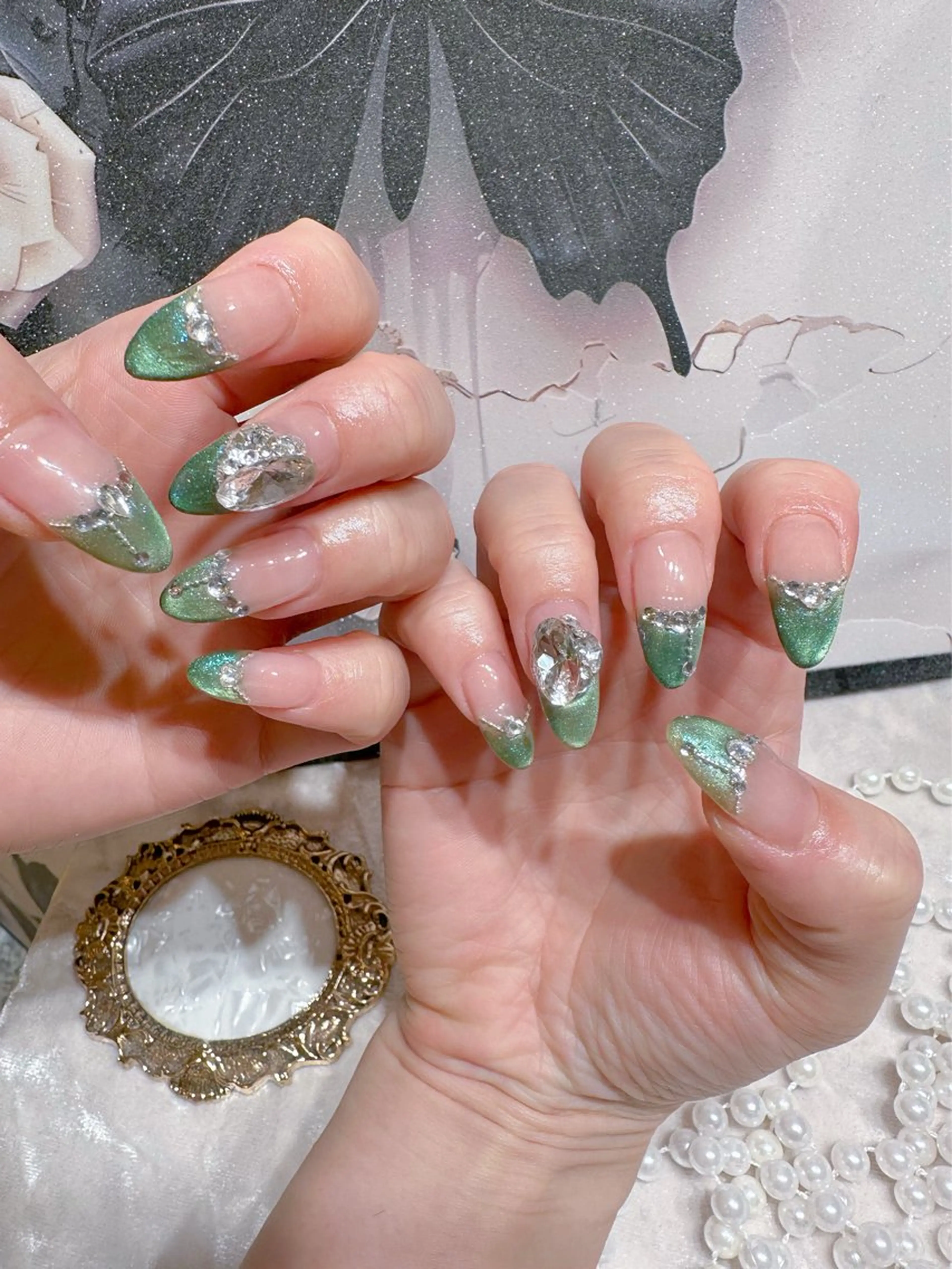 ネイル アートネイル フットネイル ジェルネイル ハート マグネットネイル Babarla　Nail　Salon所属・babarla Nailのネイルデザイン