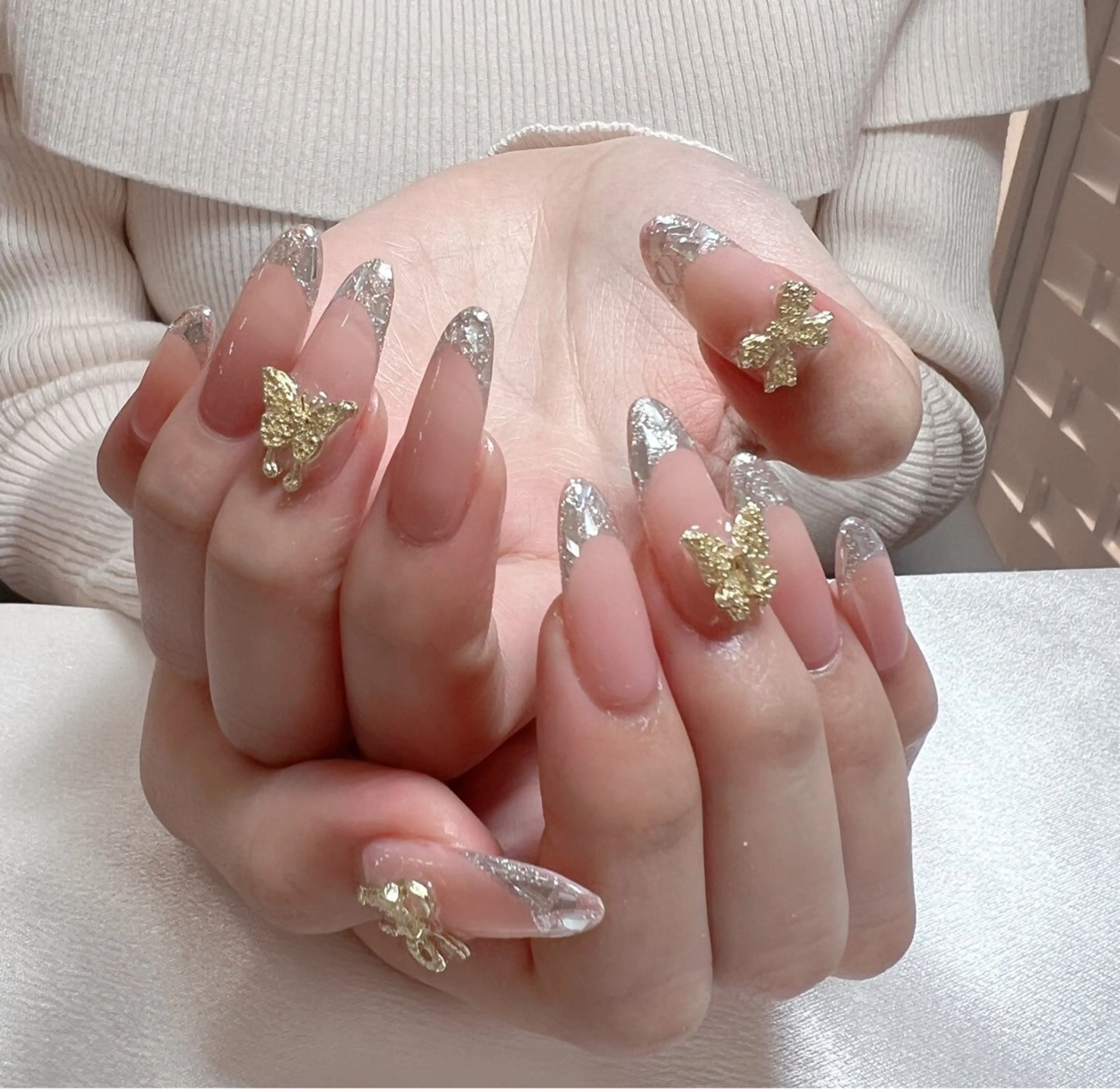 ネイル 長さ出し フレンチネイル ガラスフレンチ ネイルチップ ハンドネイル Bél Nail salonのネイルデザイン