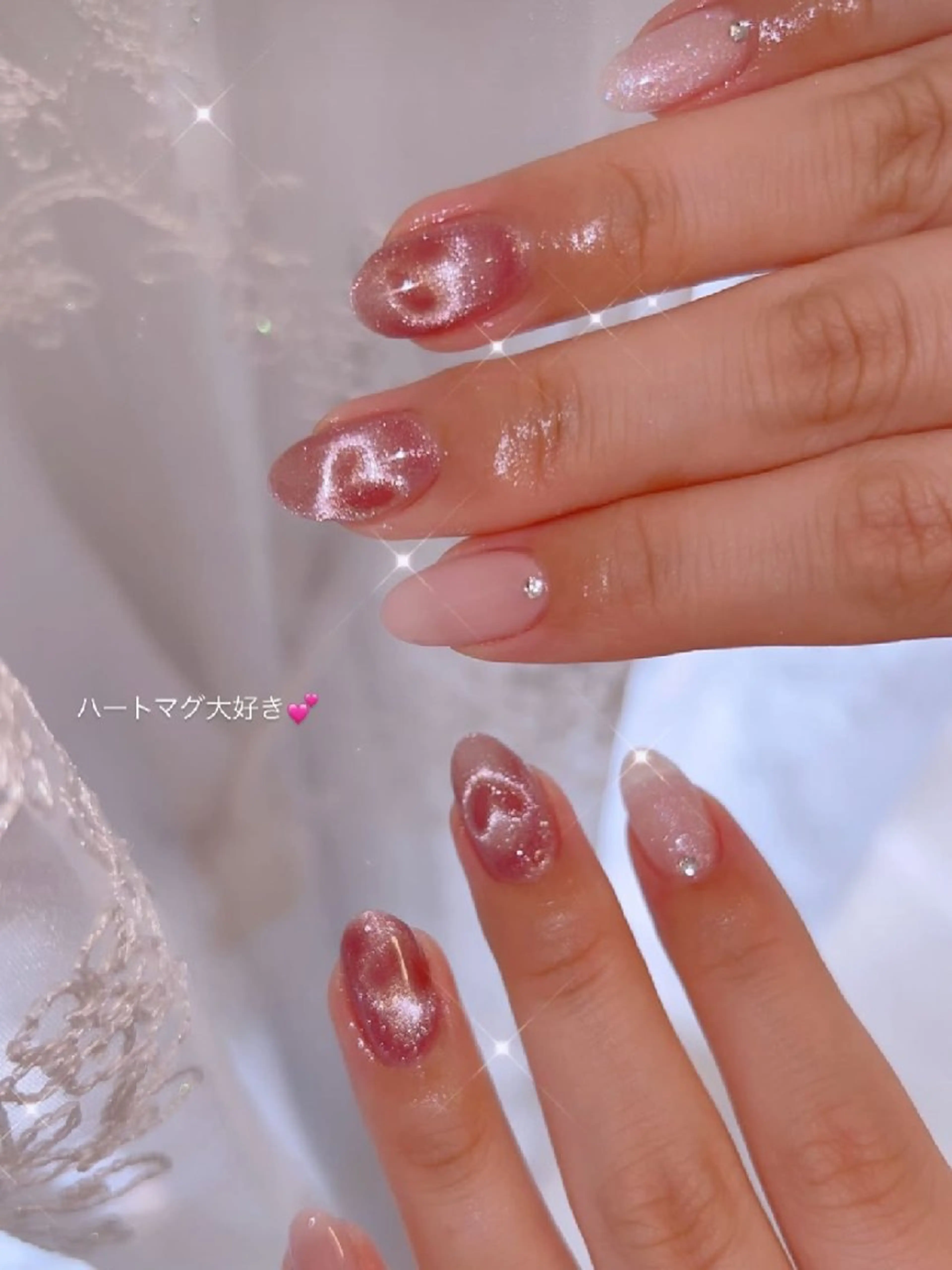 ネイル 長さ出し ジェルネイル 韓国ネイル マグネットネイル ニュアンスネイル ハンドネイル I LOVE ME NAIL.｡.:*♡のネイルデザイン