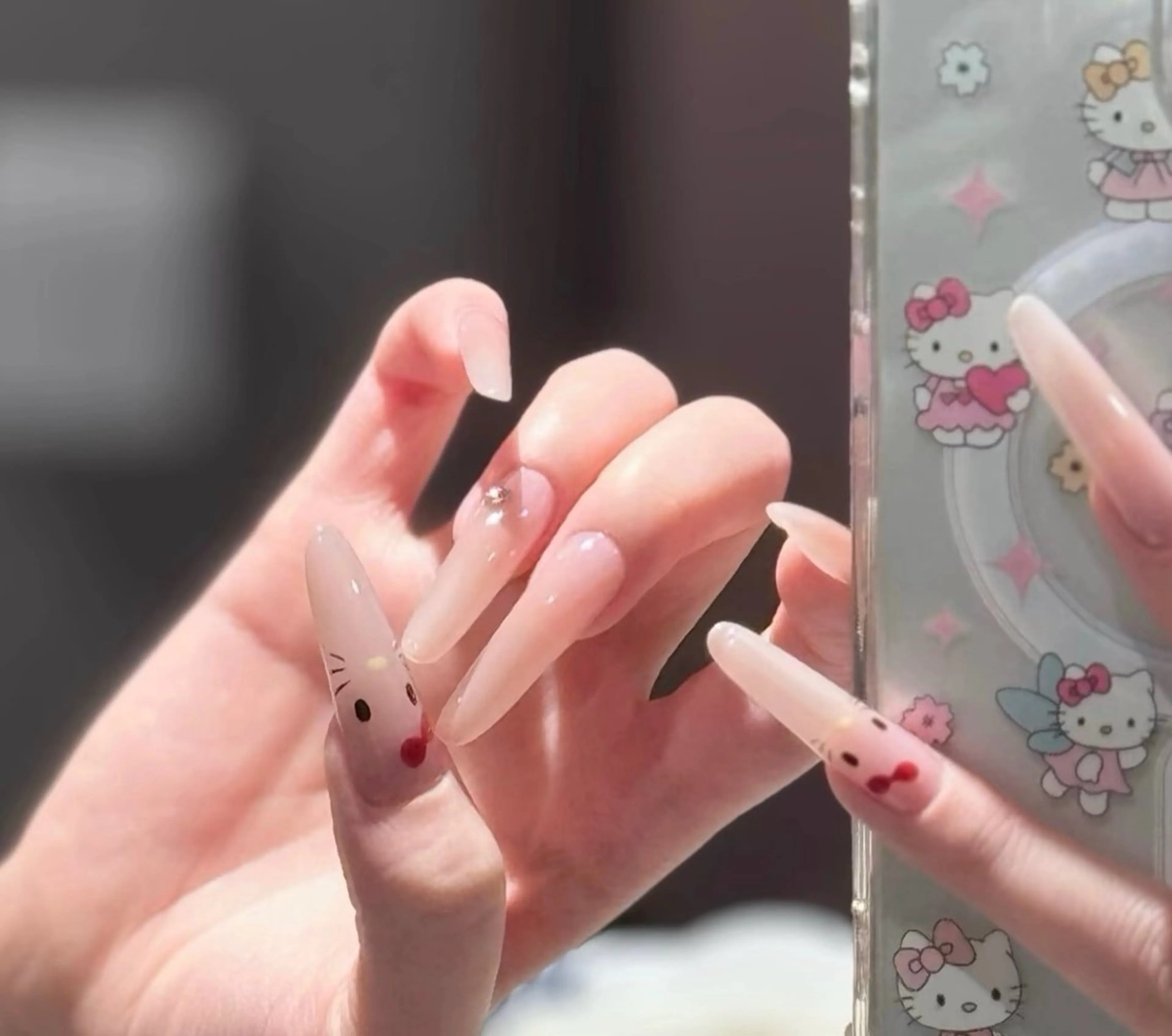 ネイル チークネイル 長さ出し フレンチネイル ガーリー 韓国ネイル sun nail池袋 モデル募集のネイルデザイン