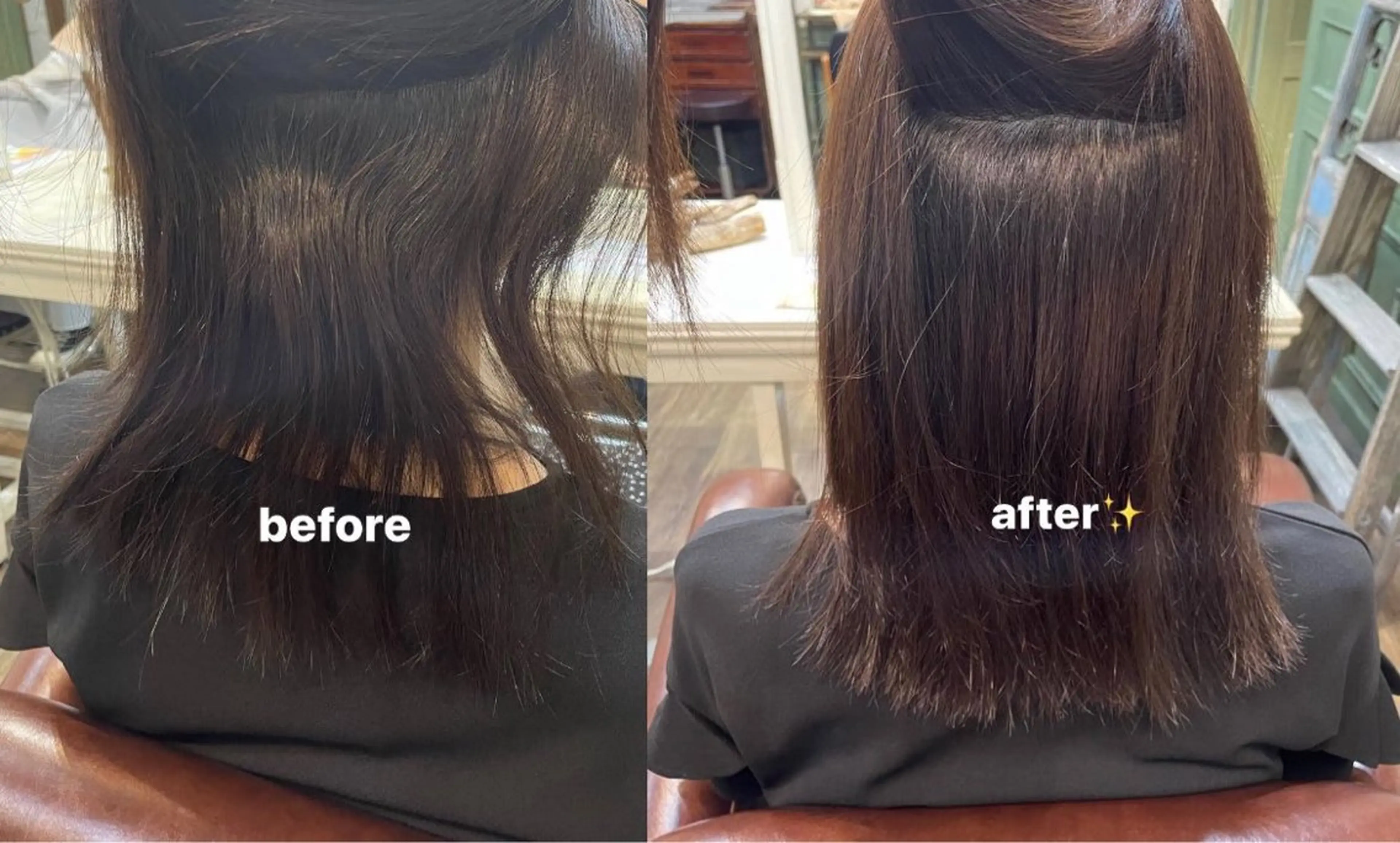 ミディアム 縮毛矯正 レイヤーカット 🌱 ブリーチ はるかのヘアスタイル