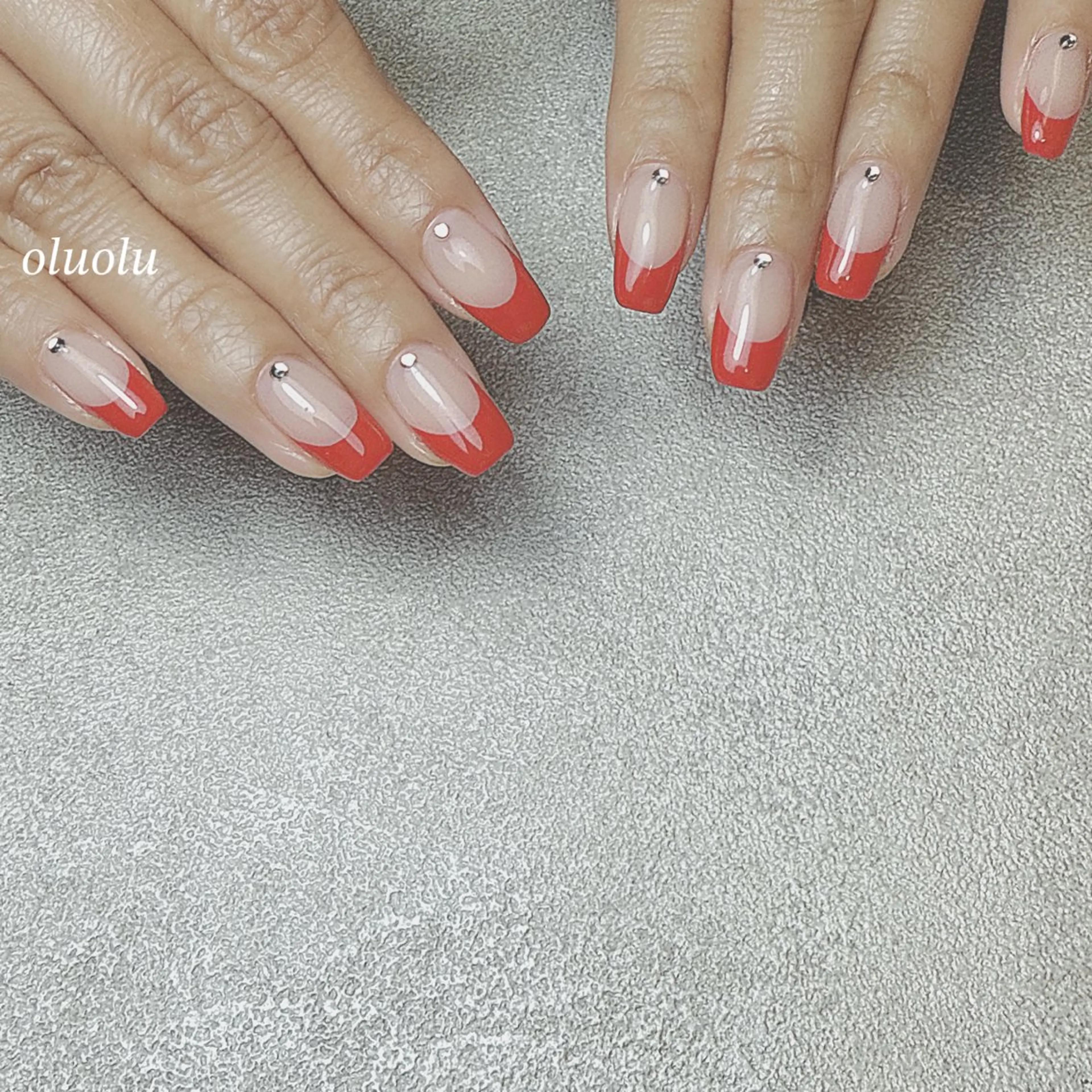ネイル アートネイル フットネイル フレンチネイル 赤色 ハンドネイル 大村 紬華のネイルデザイン