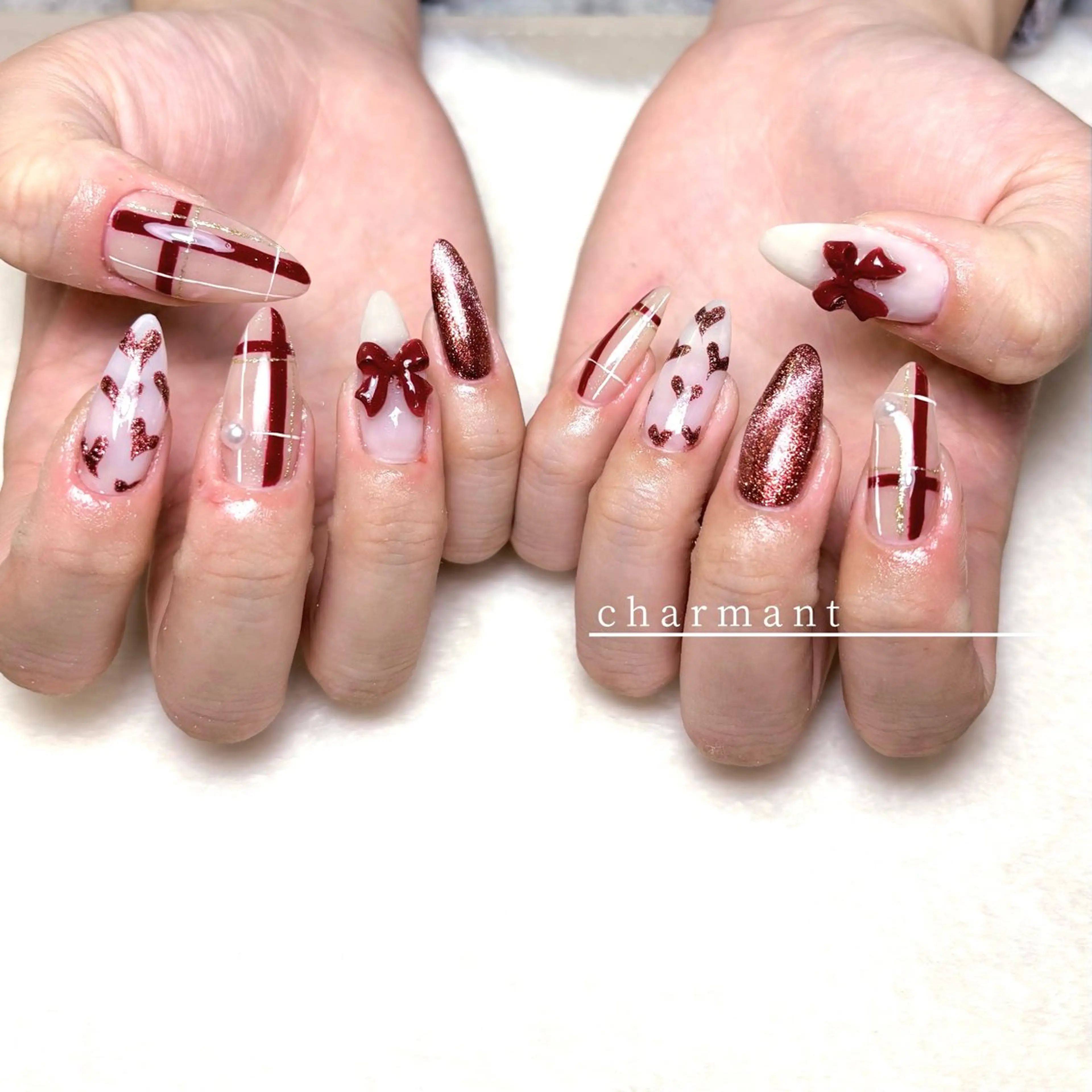ネイル バレンタイン ハンドネイル charmant momokaのネイルデザイン
