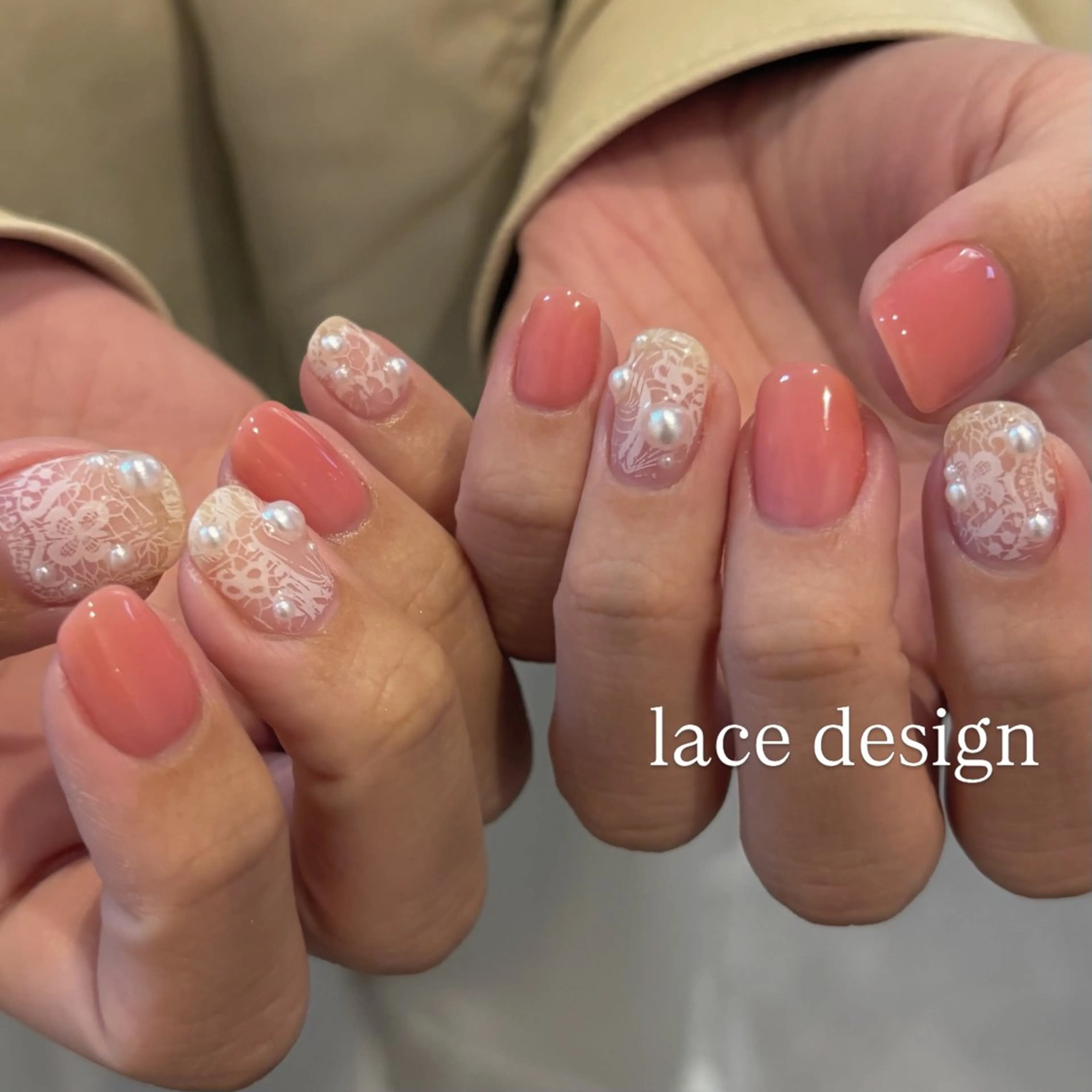 ネイル レース 春ネイル ハンドネイル IZUMIꕤnail 堺筋本町｜心斎橋のネイルデザイン