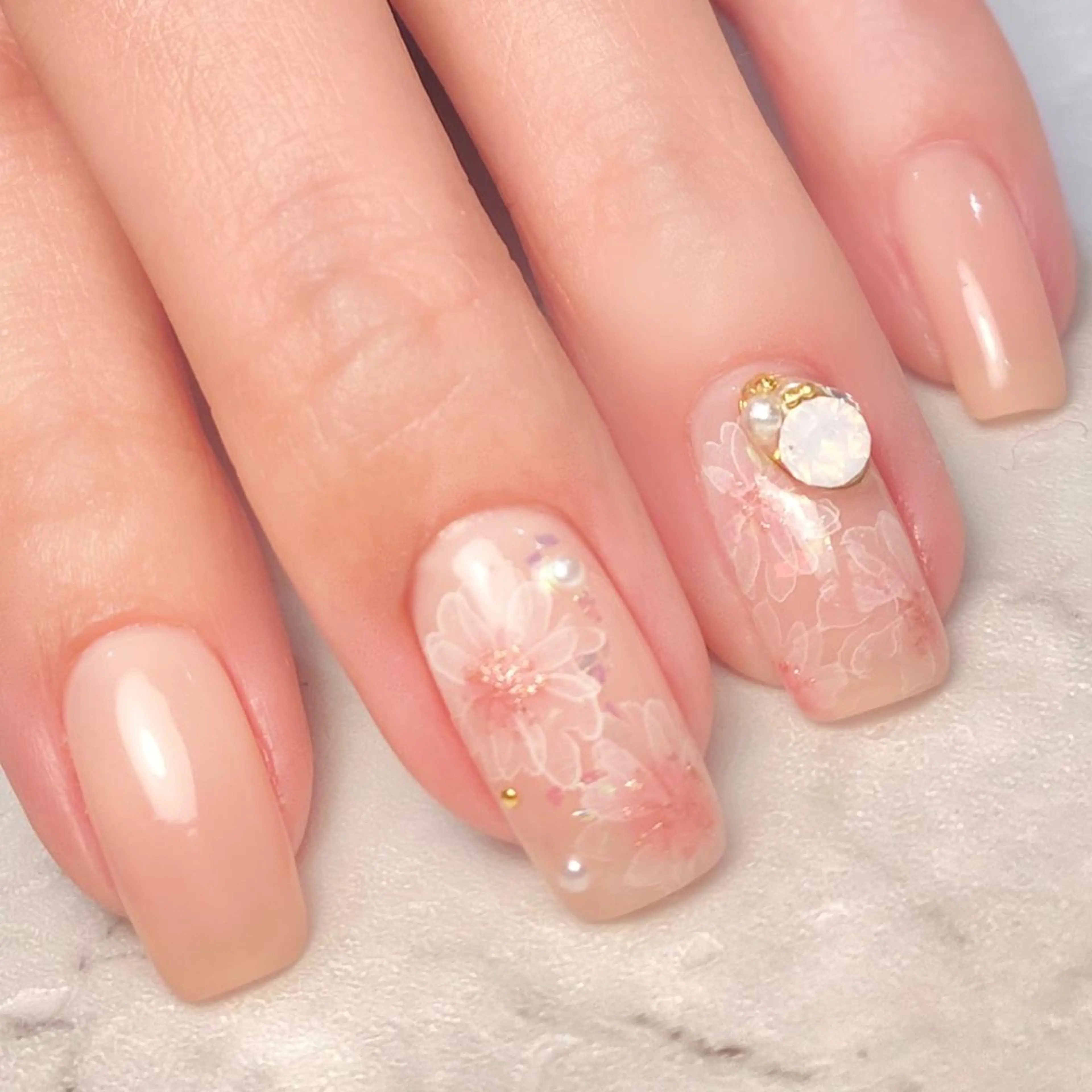 ネイル アートネイル 桜ネイル ジェルネイル ハードジェル ワンカラーネイル プライベートサロン Rのネイルデザイン