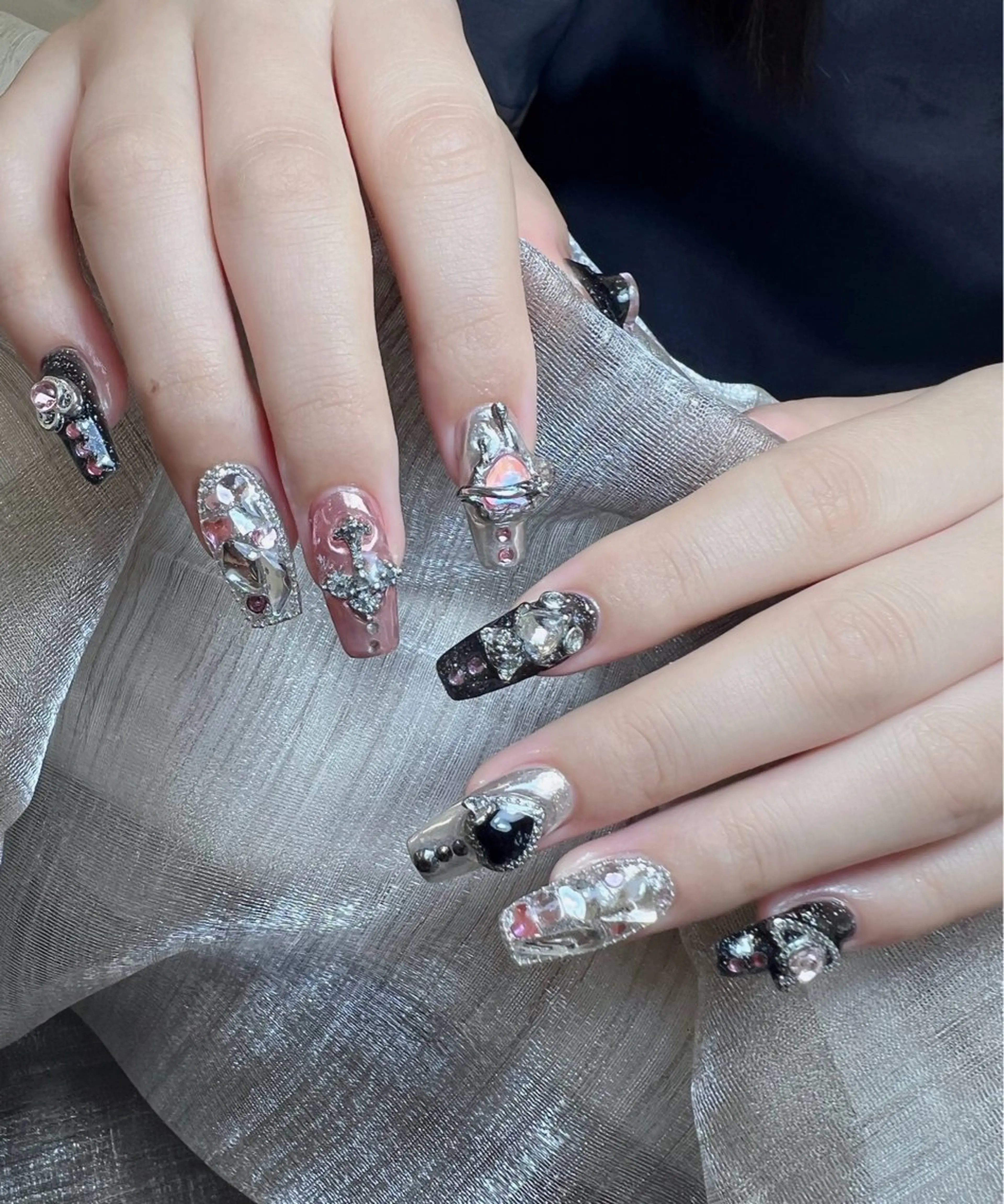 ネイル アートネイル 長さ出し ジェルネイル キラキラネイル マグネットネイル Lee Nails チップ長さだし専門店のネイルデザイン