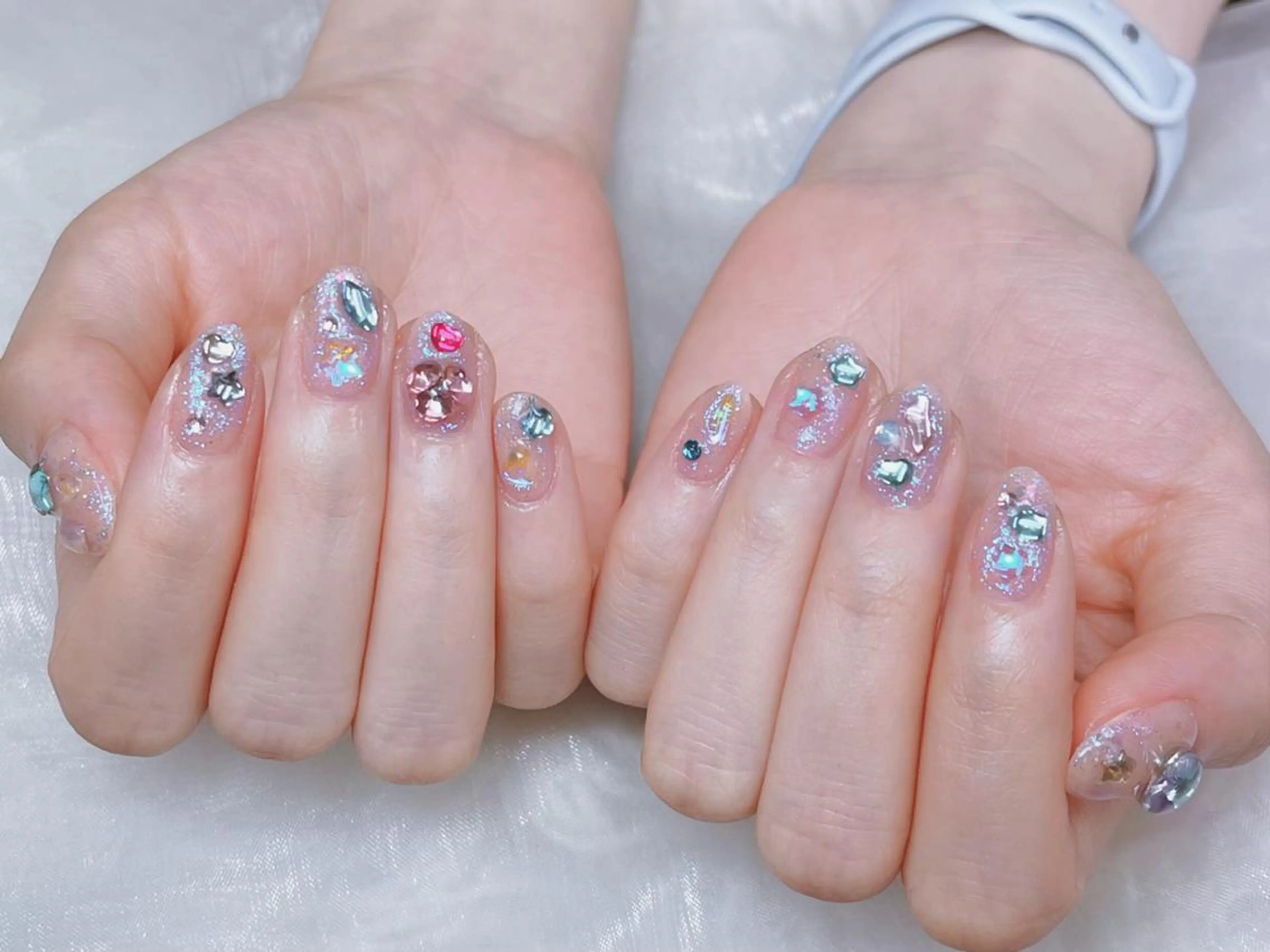 メンズ ネイル アートネイル フレンチネイル ジェルネイル ハート キラキラネイル Bloom kabukiのネイルデザイン