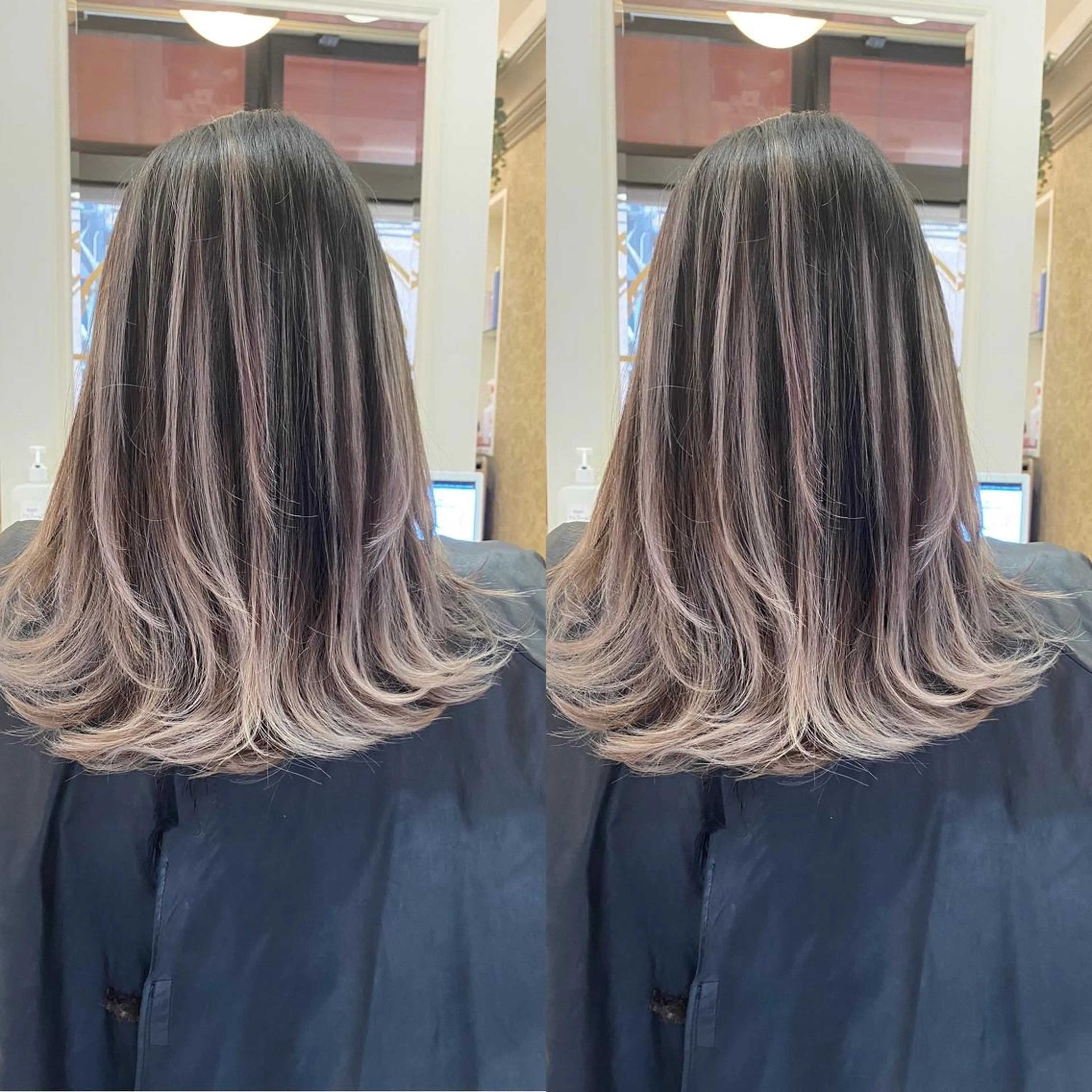 セミロング カラー バレイヤージュ レイヤーカット yosuke 梅田/バレイヤージュのヘアスタイル