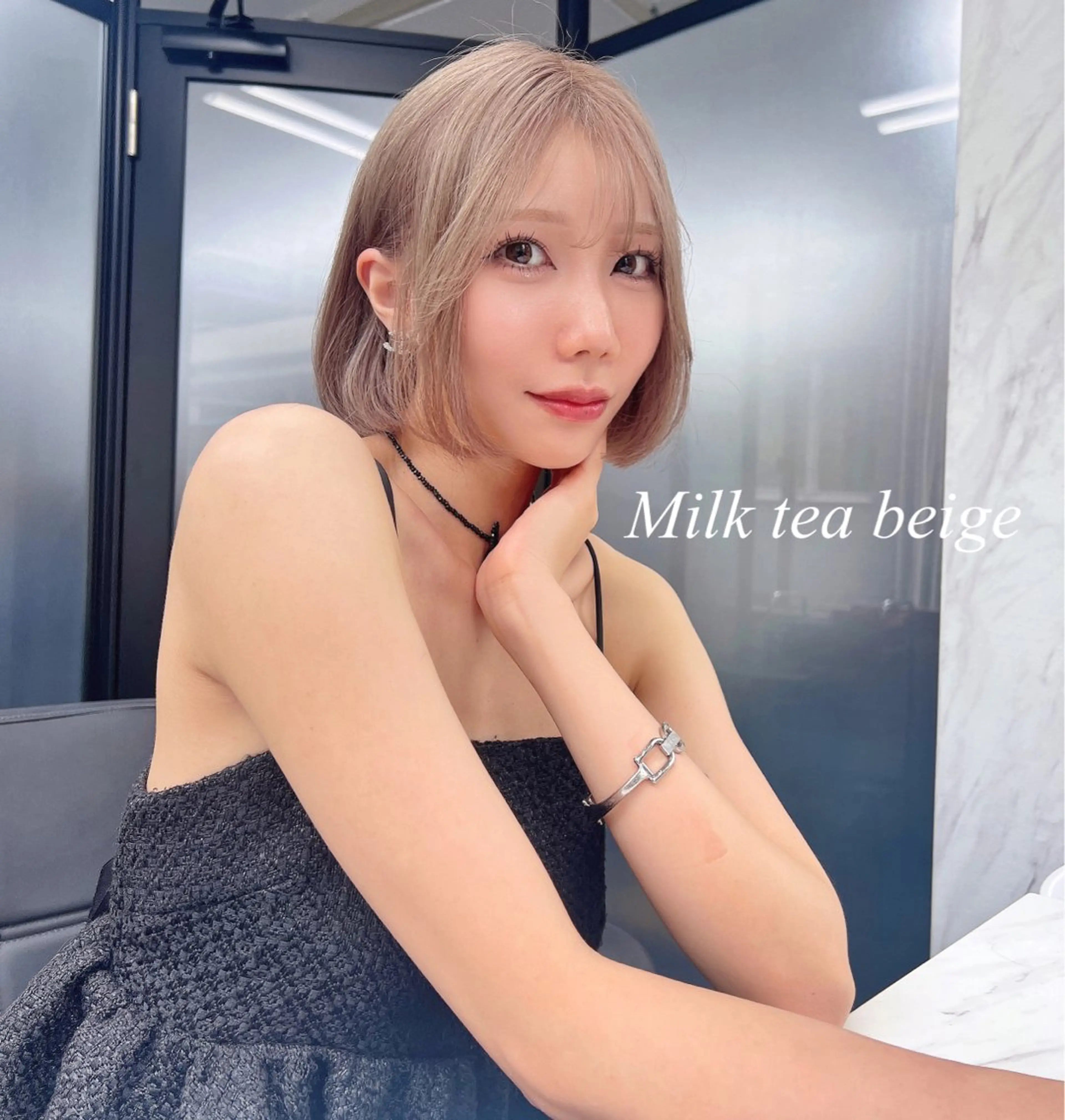 ショート シールエクステ エクステ ヘアカラー シールエクステ特化 ハイトーン、NANAのヘアスタイル