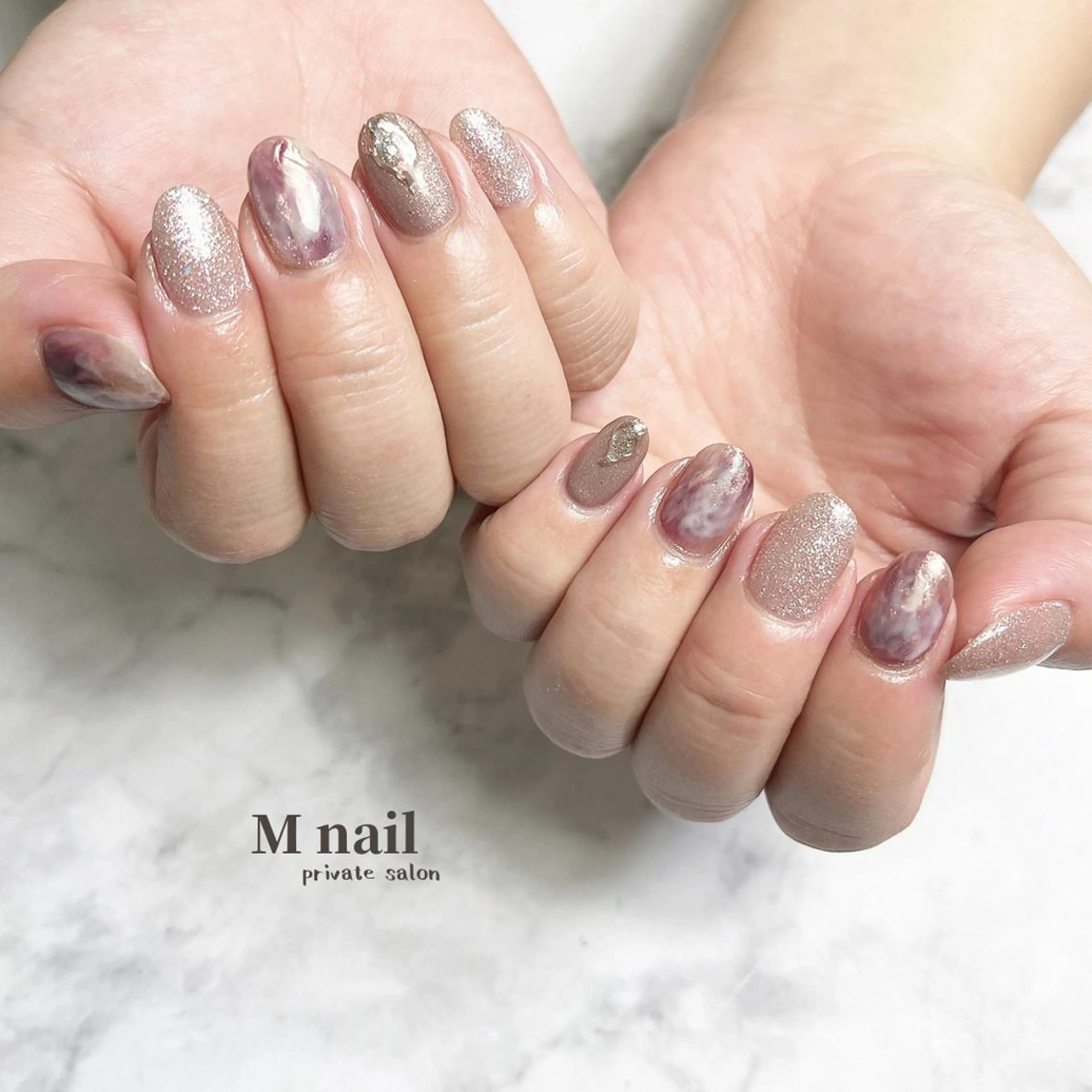 ネイル 氷ネイル・うるうるネイル M nailのネイルデザイン