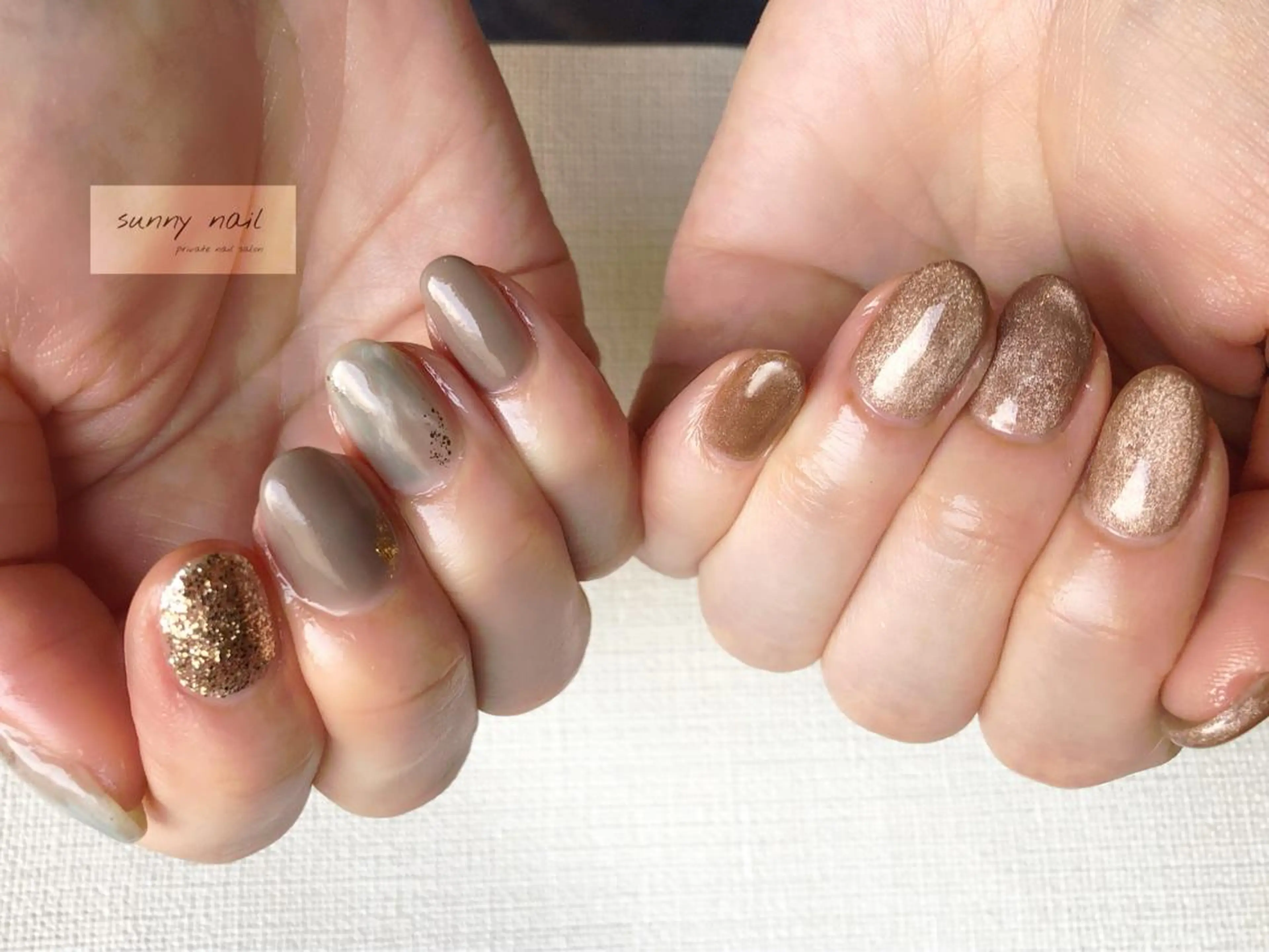ネイル アートネイル ブラウン カジュアル ジェルネイル マグネットネイル sunny nailのネイルデザイン