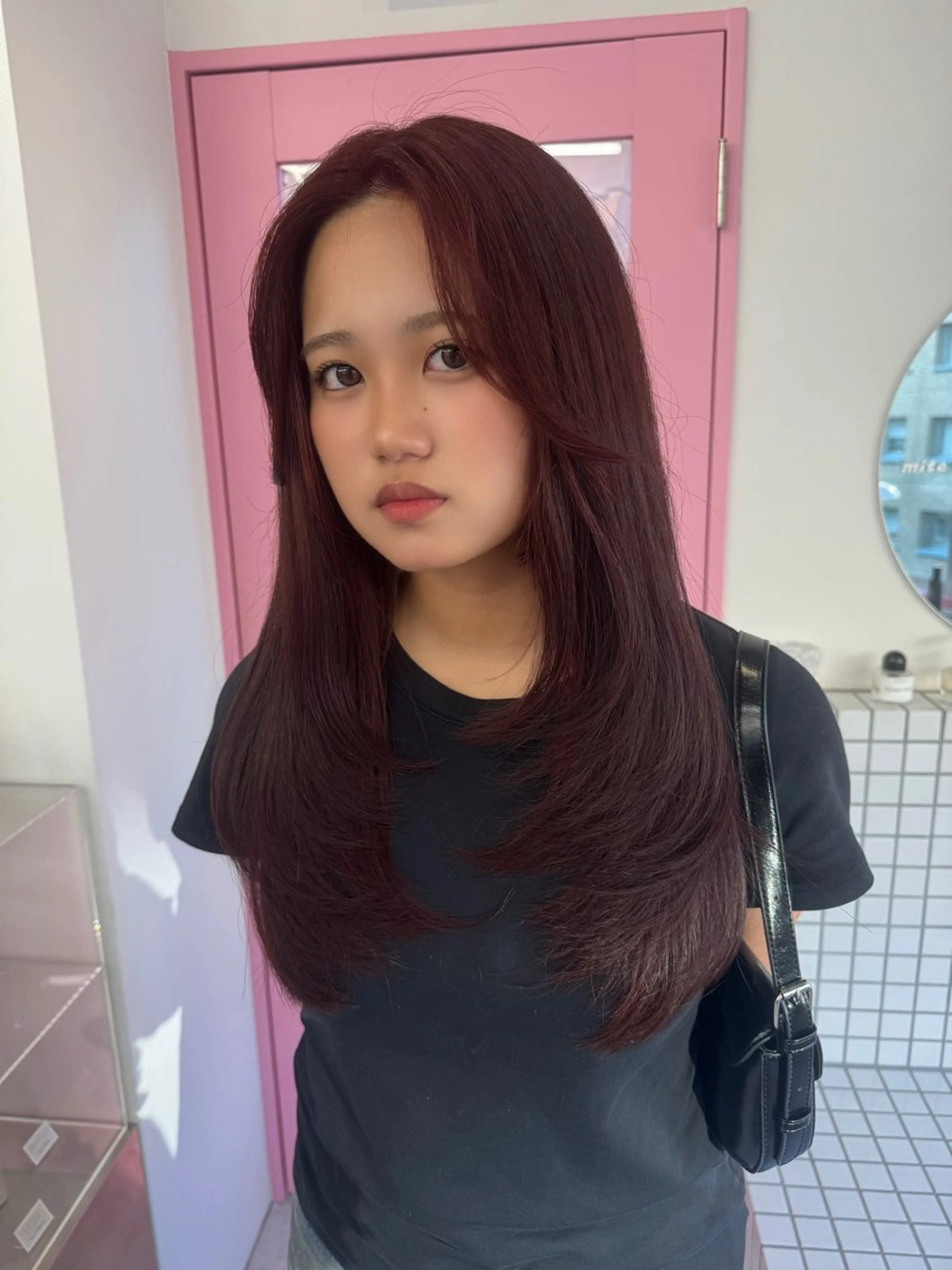 ロング カラー ブリーチ ブラウンカラー ダブルカラー ブリーチなしカラー レッドカラー カット ヘアカラー トリートメント 暖色カラー/ピンク カラー/saraのヘアスタイル