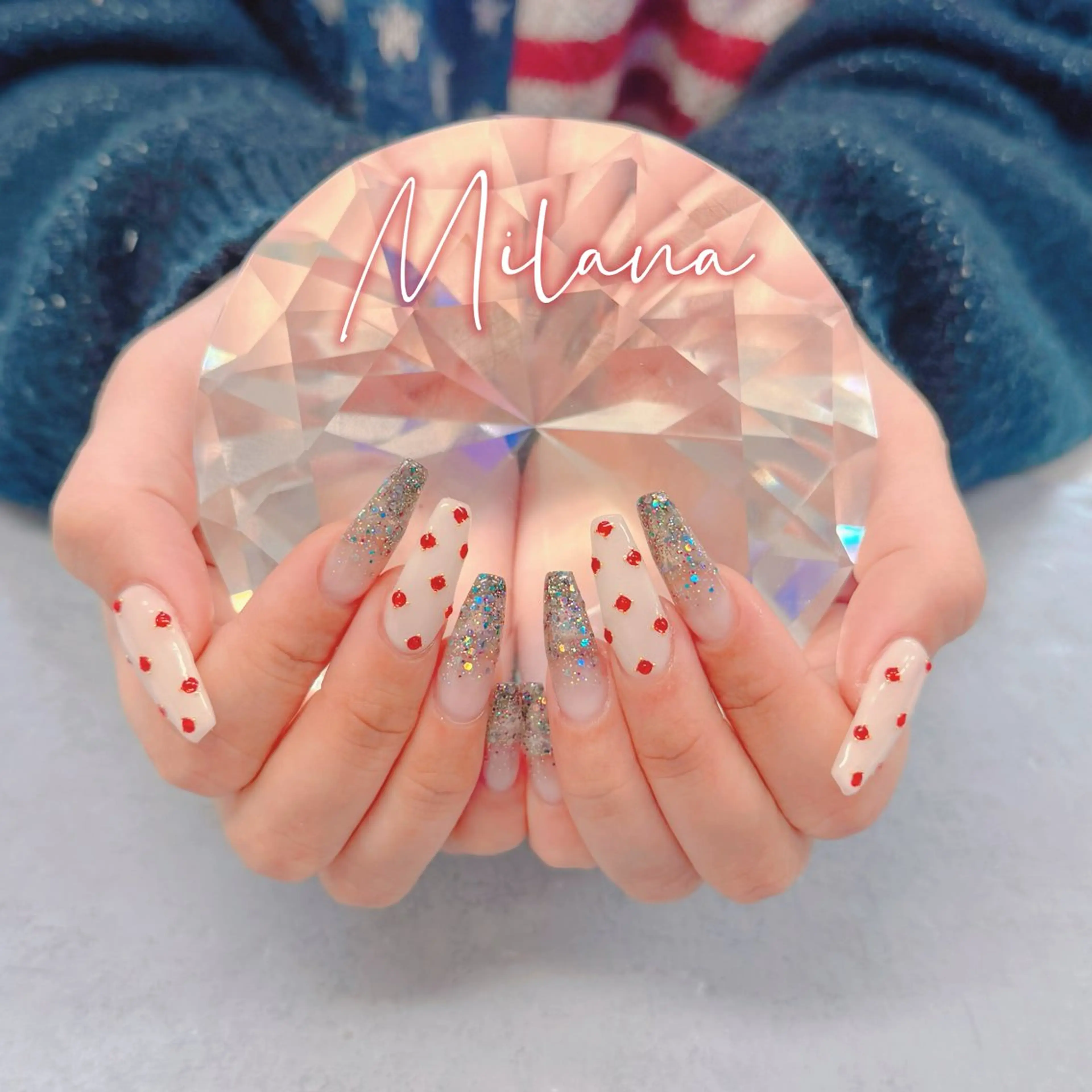 ネイル グラデーション ラメ(グリッター) ラメグラデーション Milana 山元のネイルデザイン