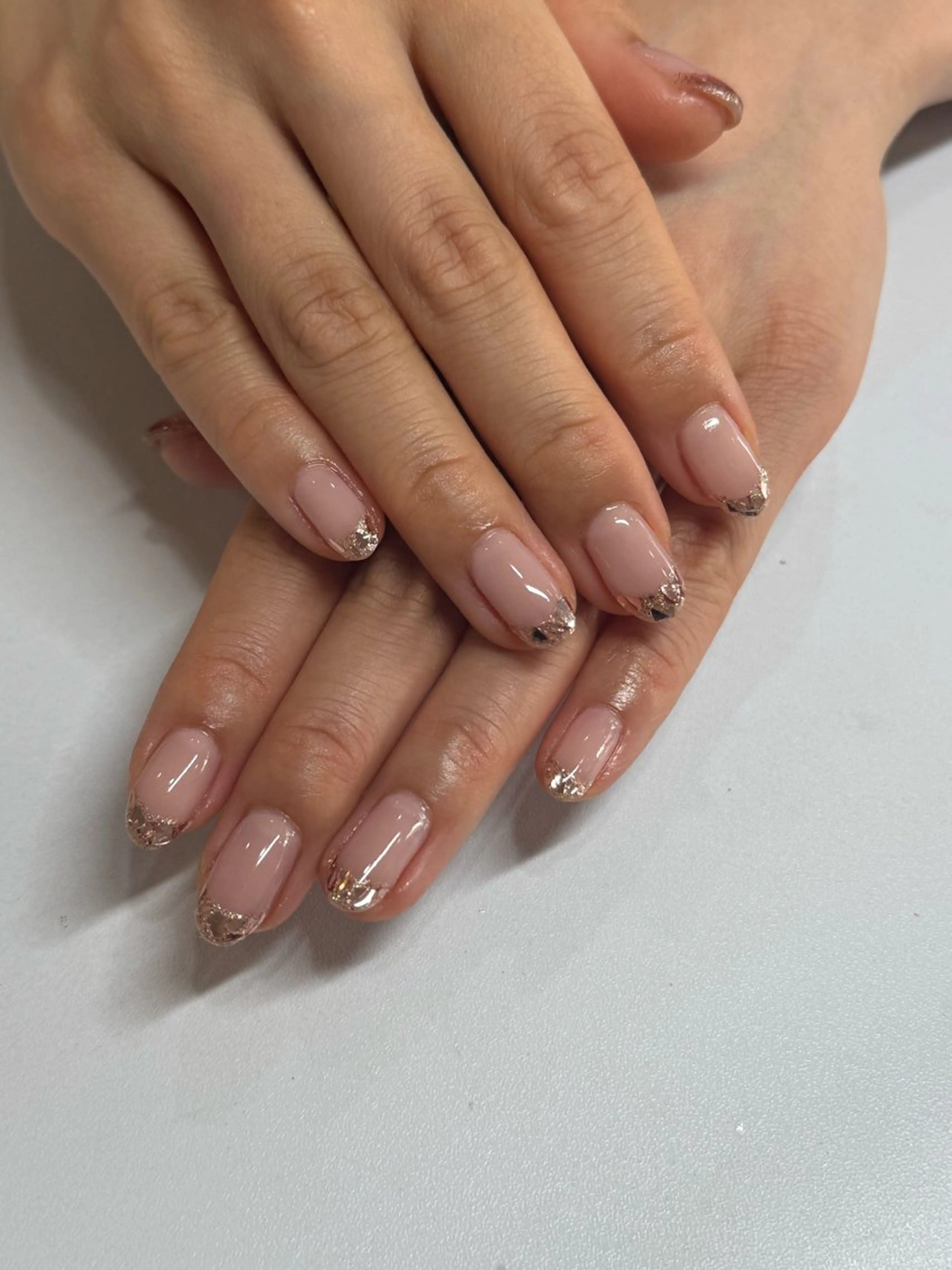 ネイル フレンチネイル ガラスフレンチ ピンク たかの はづきのネイルデザイン