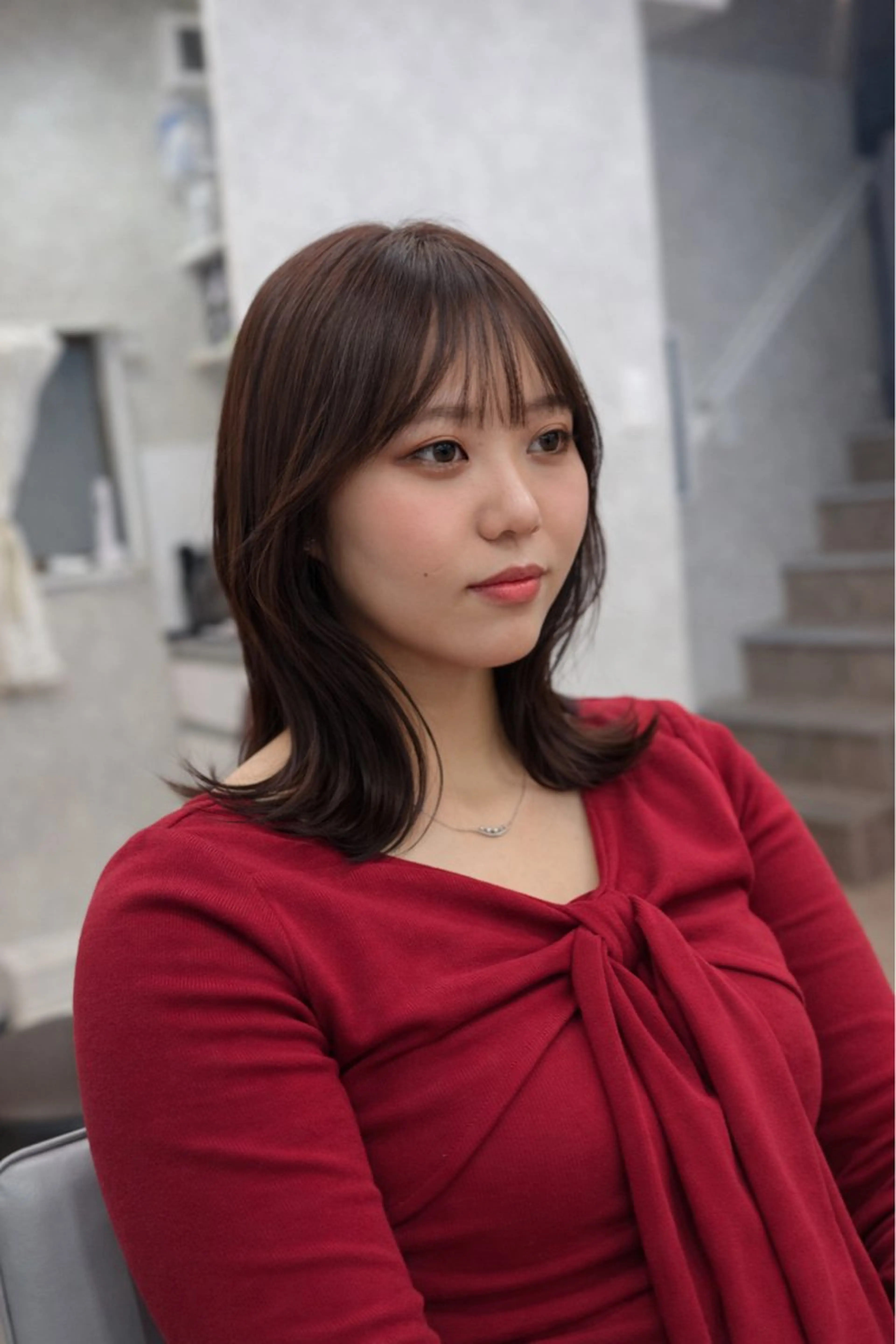 ミディアム カット ヘアカラー トリートメント ✨レイヤーカット✨ 顔まわり✂️鎌倉楓麻のヘアスタイル