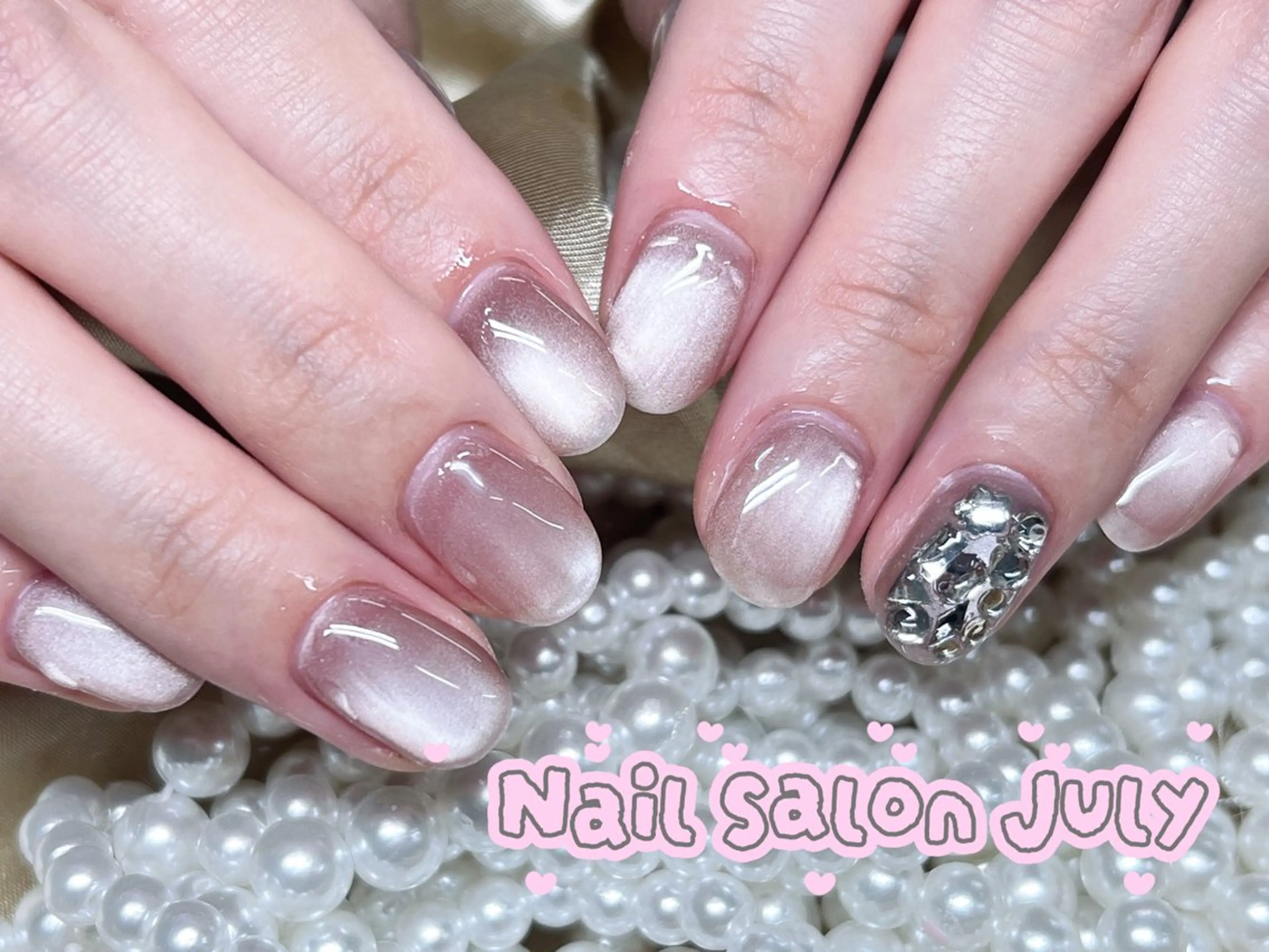 ネイル アートネイル オーロラネイル ジェルネイル ガーリー キラキラネイル ハンドネイル July モモのネイルデザイン