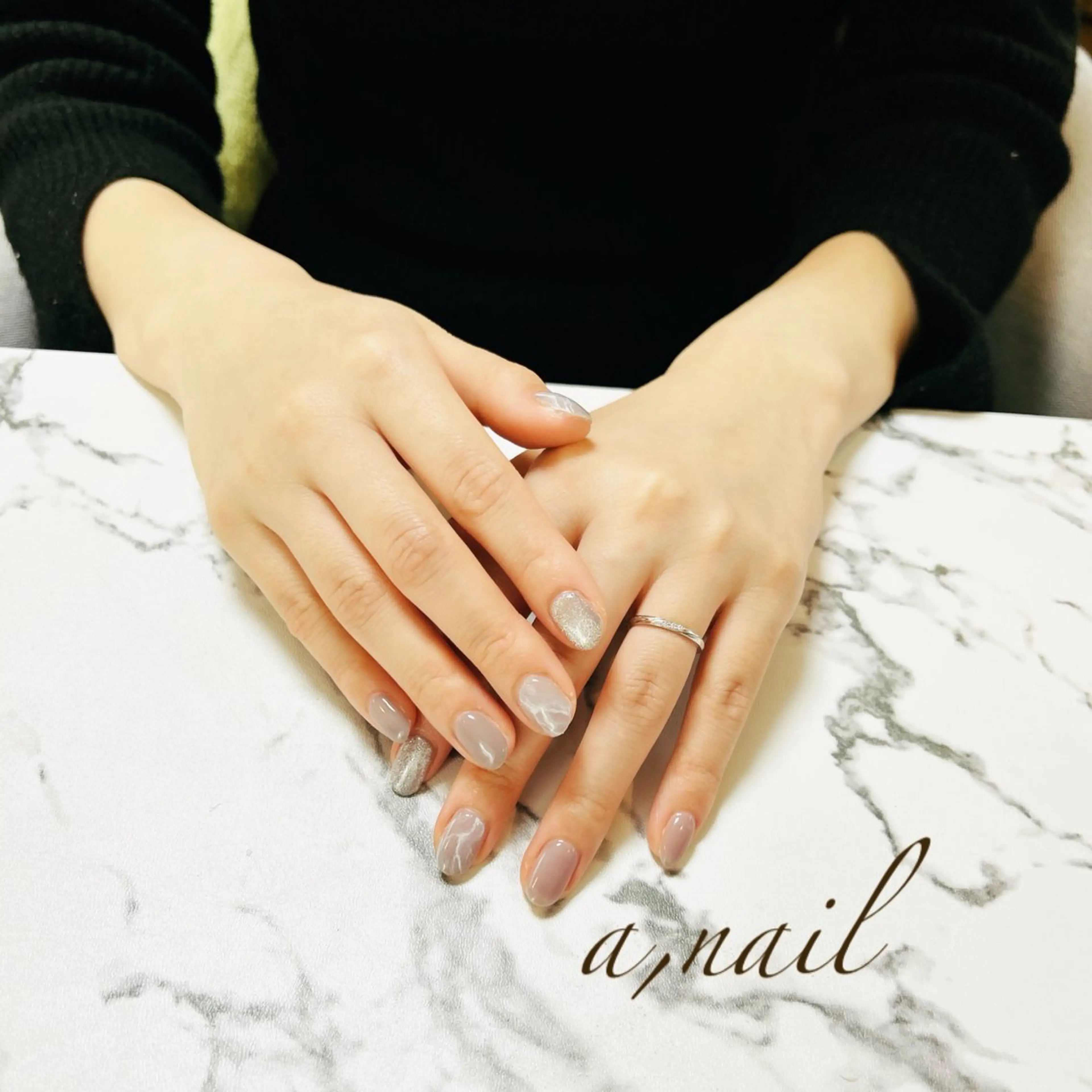 ネイル ジェルネイル グラデーション 大理石ネイル(マーブル) オフィスネイル ワンカラーネイル ハンドネイル ネイルサロン エーネイルのネイルデザイン