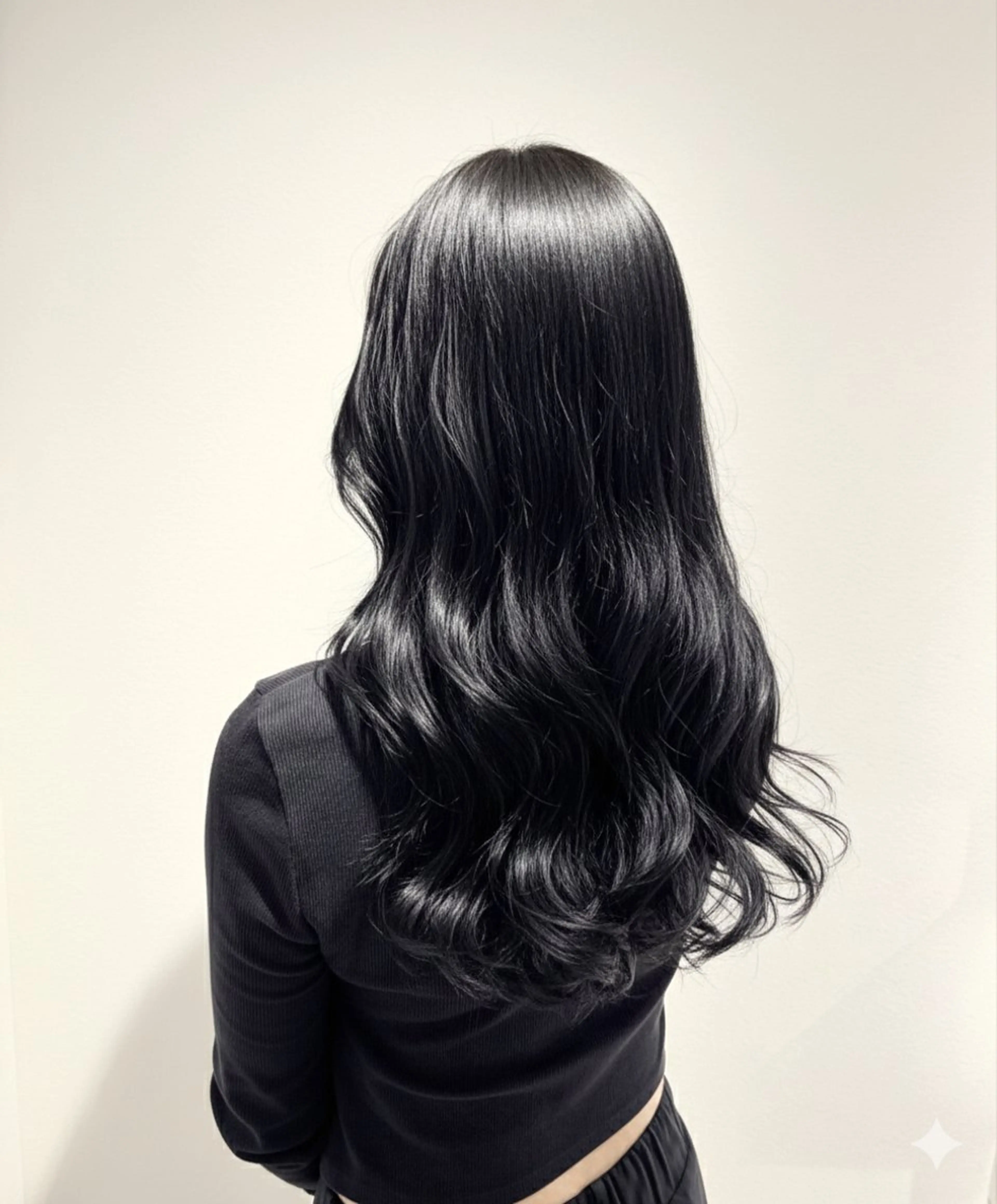 ロング カラー 黒髪 ブルーカラー ブルーブラック 透明感カラー ヘアカラー SASE/ 🍒nodoka🍒のヘアスタイル