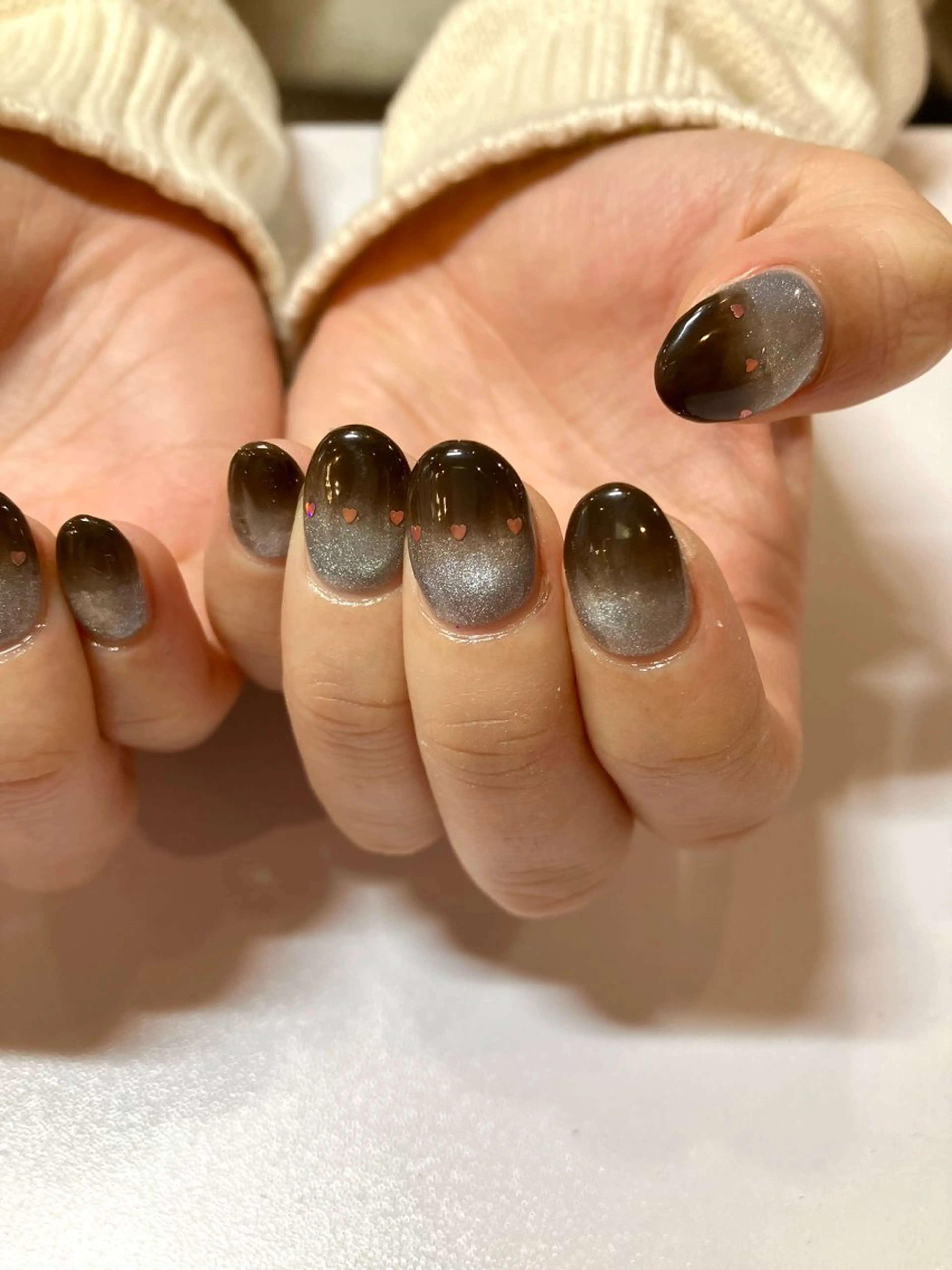 ネイル グラデーション ハート マグネットネイル バレンタイン Take Manaのネイルデザイン