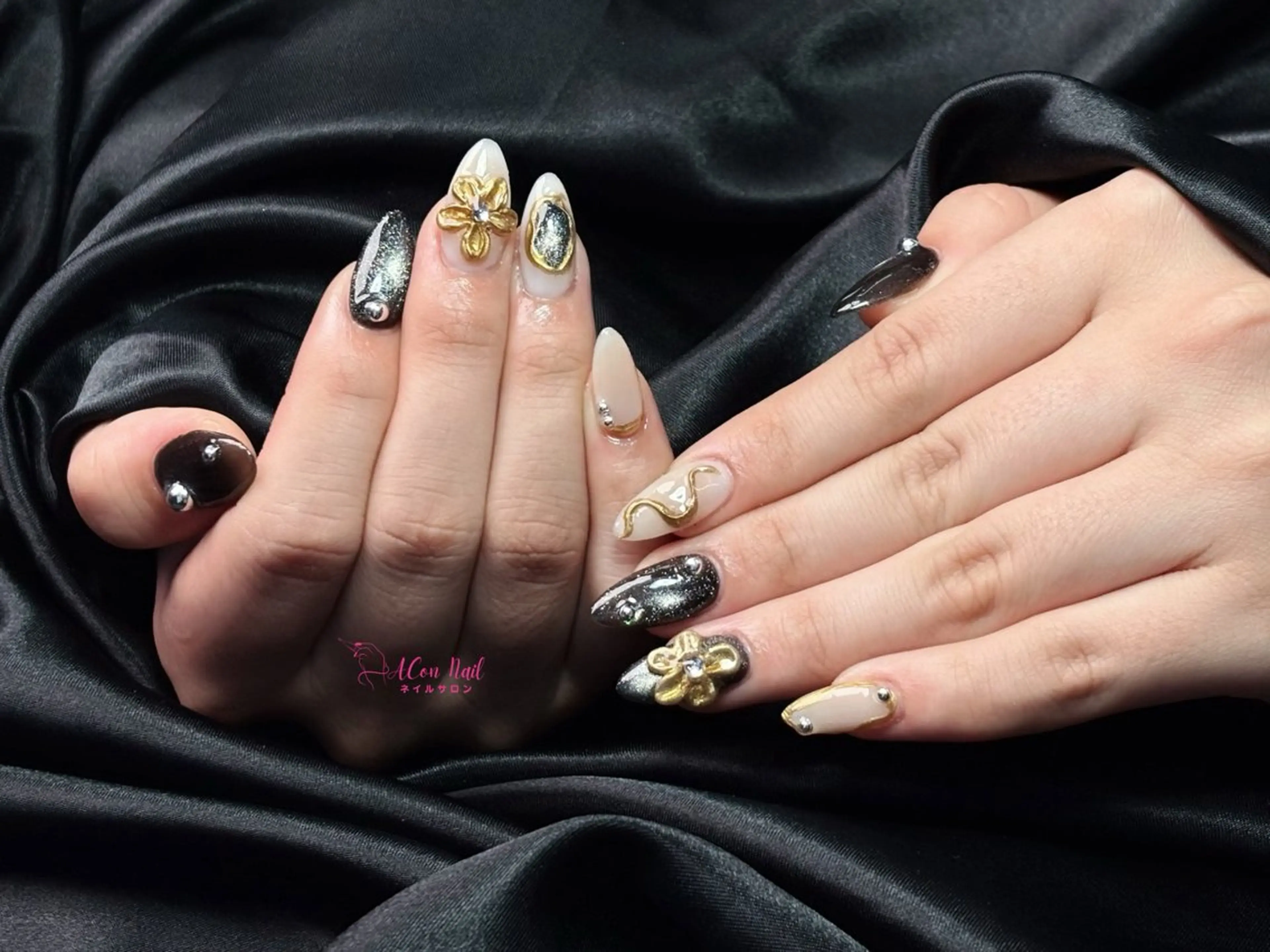 ネイル 桜ネイル 長さ出し フラワーネイル フレンチネイル ジェルネイル ハンドネイル AConNailSalon所属・ACon NailSalonのネイルデザイン