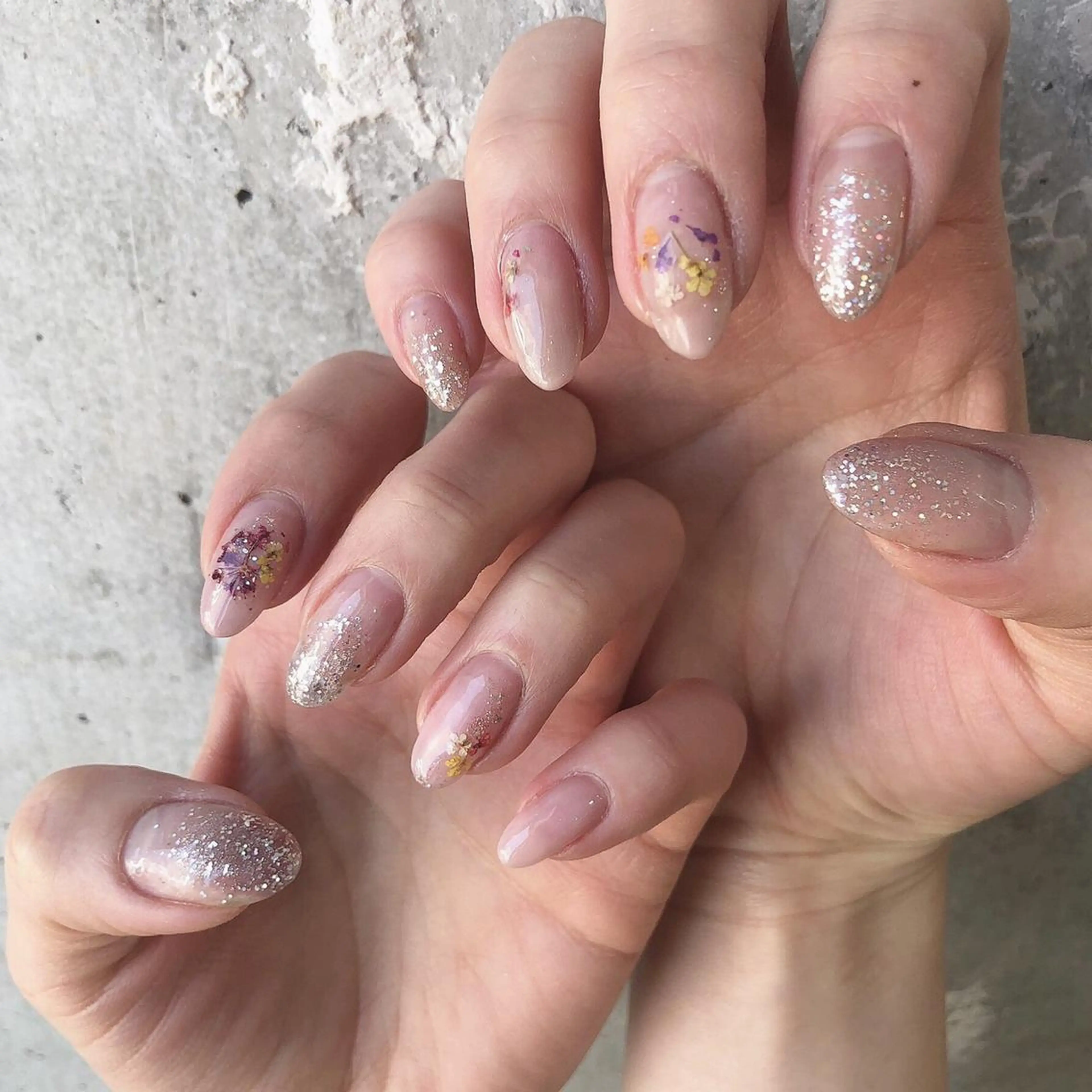 ネイル 長さ出し フットネイル ジェルネイル ラメ(グリッター) ラメグラデーション private EMILIA/横浜のネイルデザイン
