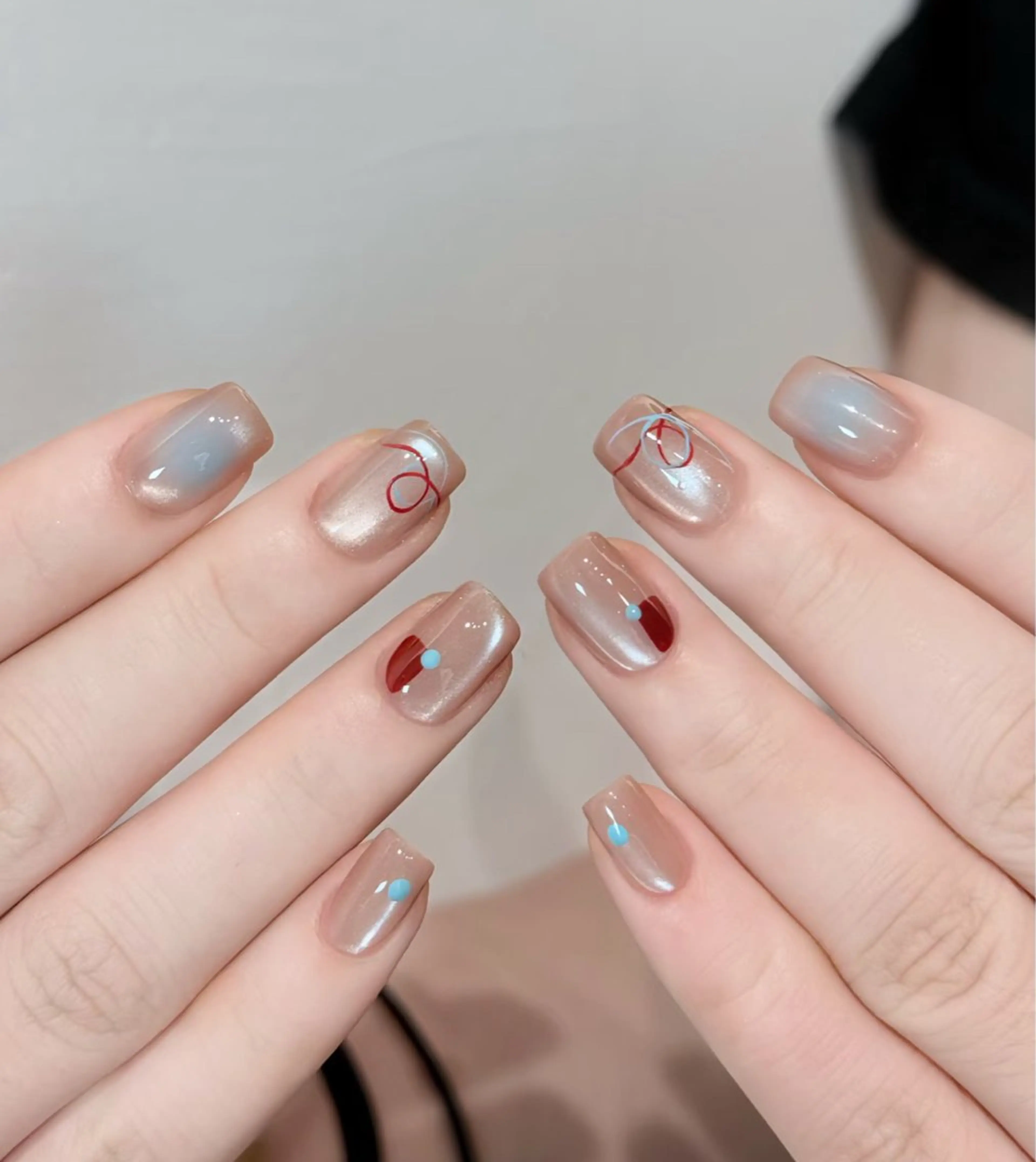 ネイル アートネイル オーロラネイル チークネイル フレンチネイル ガラスフレンチ ハンドネイル 🎀🎀YooLi Nail Salonのネイルデザイン