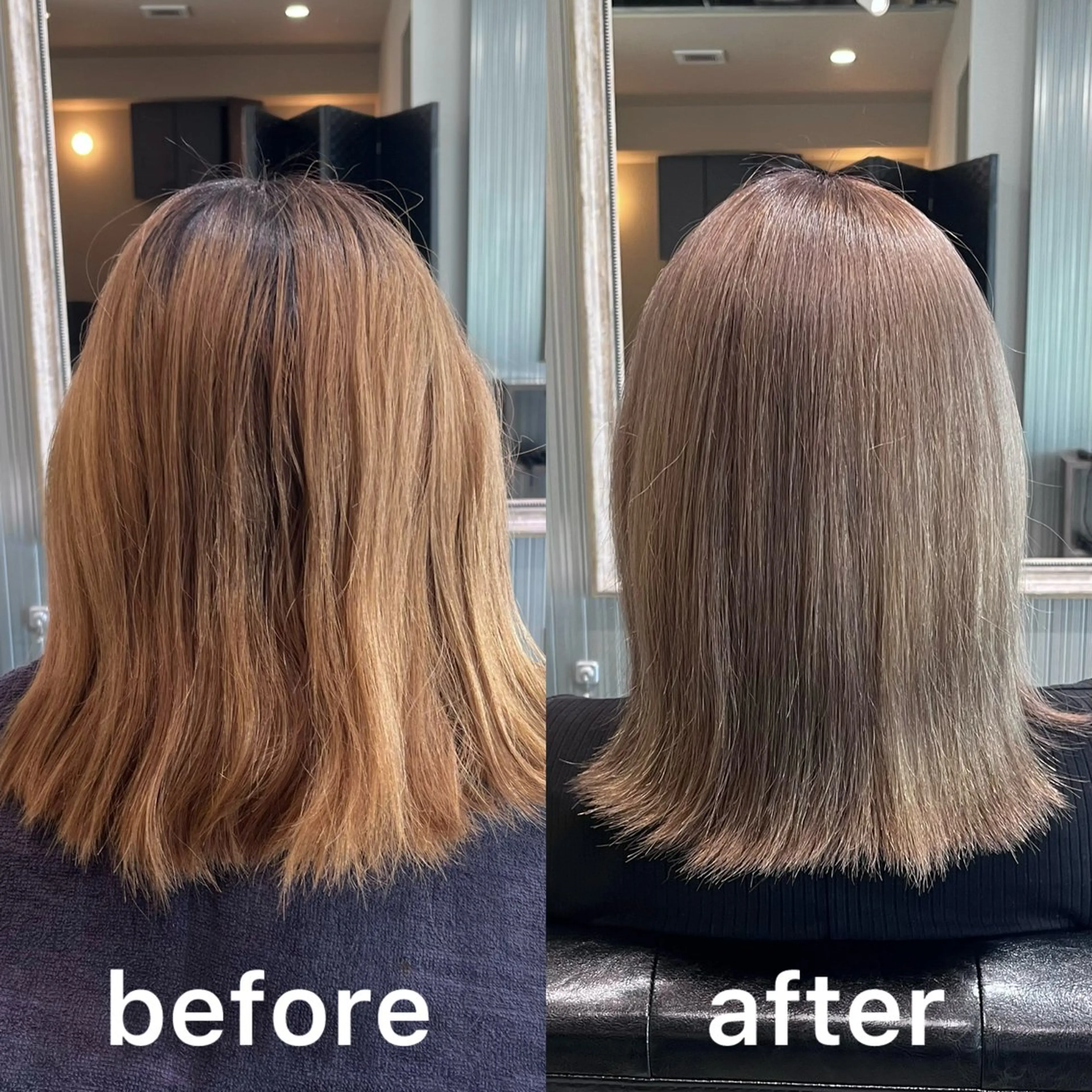 ミディアム カラー ベージュカラー ブリーチ ミルクティーベージュ ヘアカラー 髪質改善特化KIZU /艶髪研究（京都）のヘアスタイル