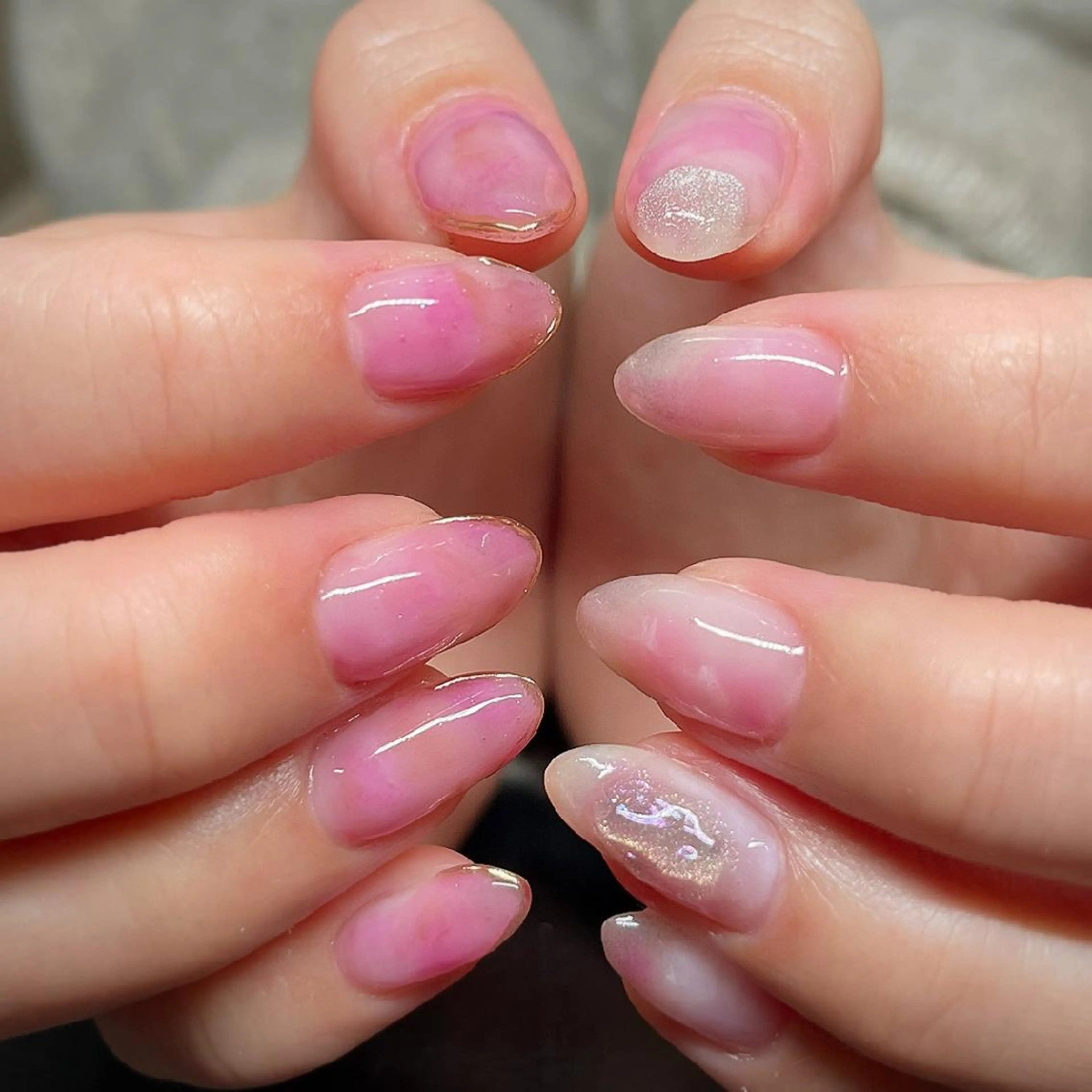 ネイル 氷ネイル・うるうるネイル キラキラネイル ニュアンスネイル ハンドネイル フットネイル AQUA NAILのネイルデザイン