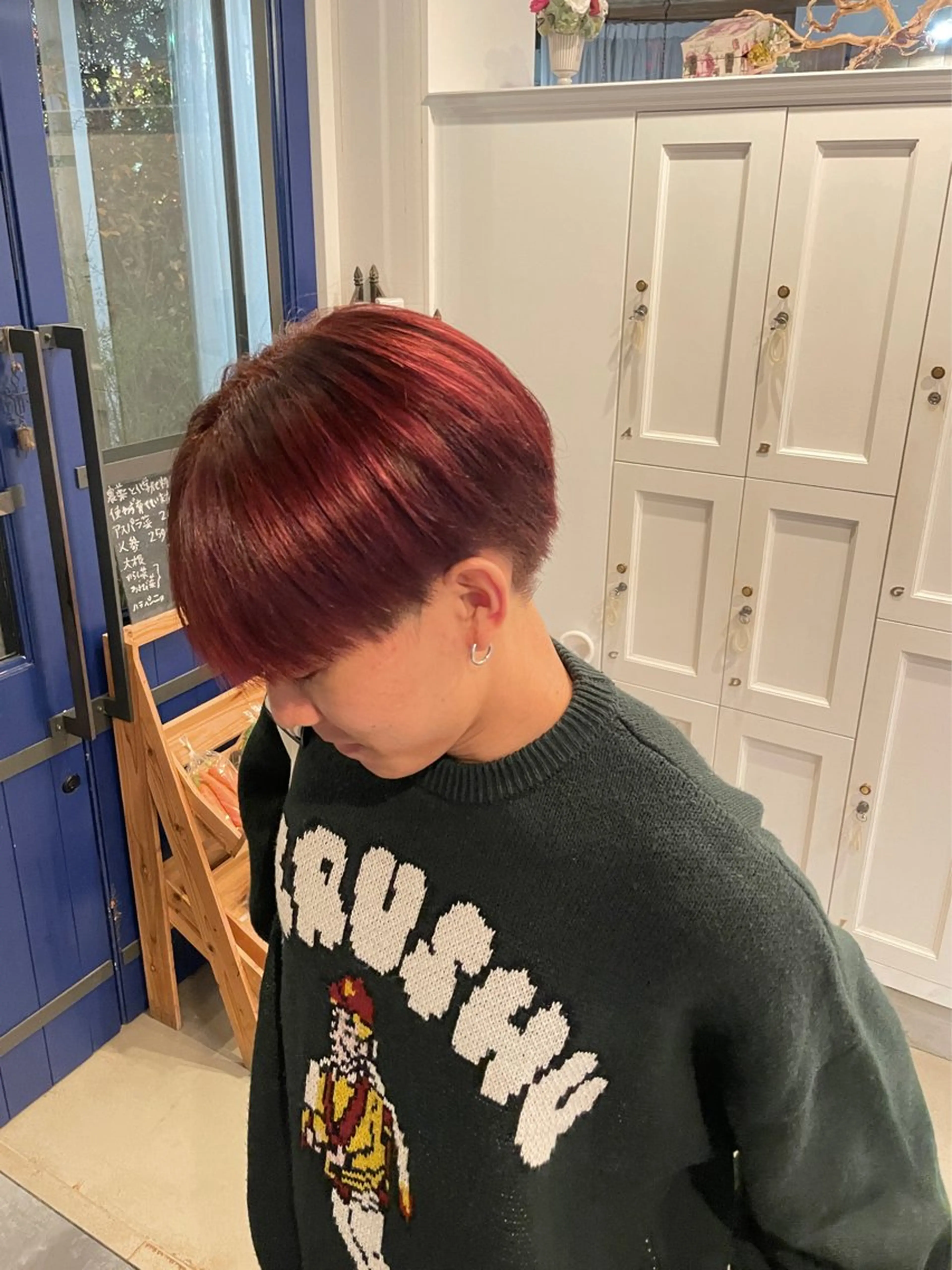 ショート カラー ブリーチ ブリーチなしカラー レッドカラー ショートヘア 増田 ルナのヘアスタイル