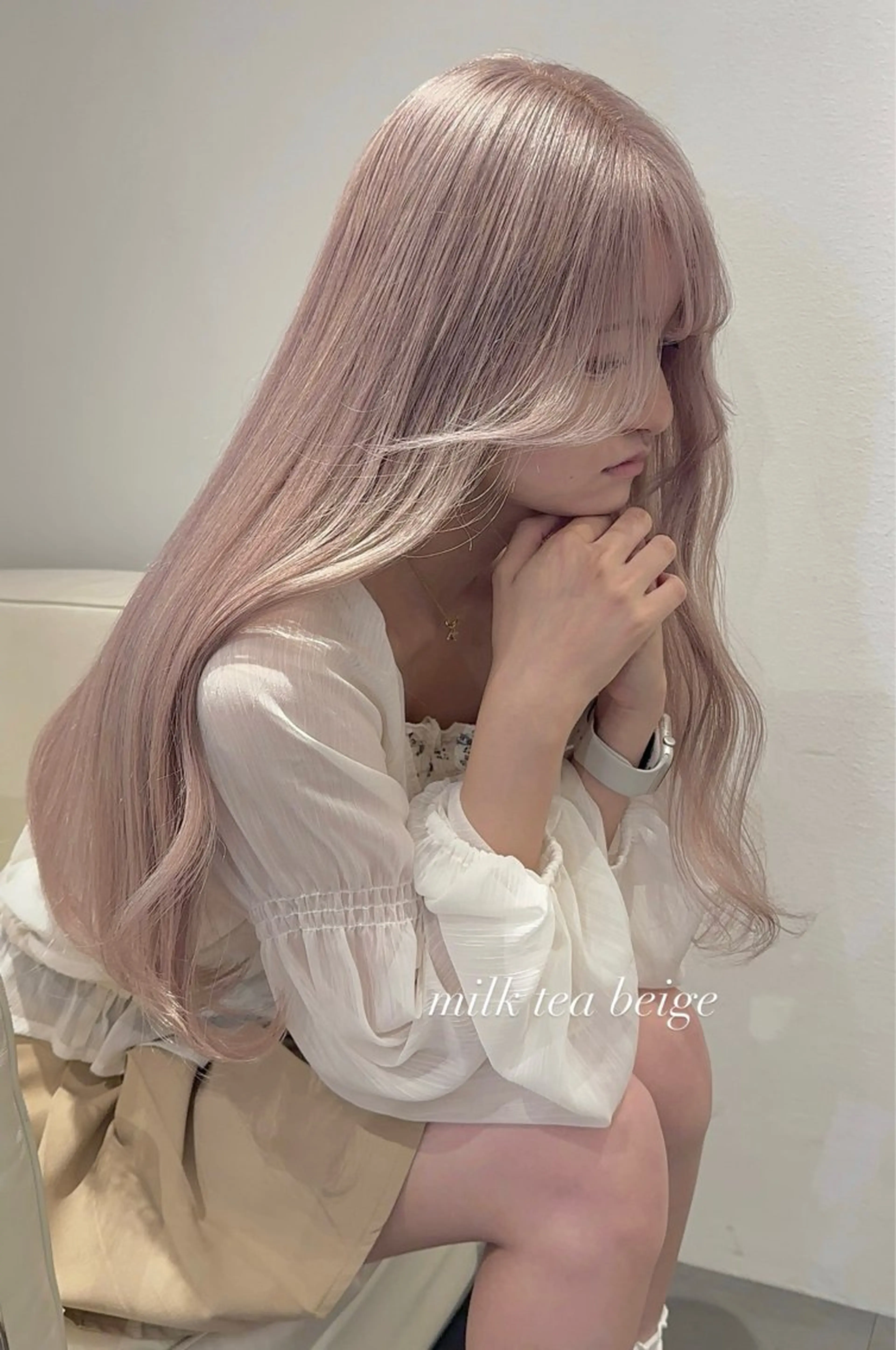 ロング カラー ベージュカラー ブリーチ ケアブリーチ グレージュ ハイトーンカラー ヘアカラー トリートメント ヒロミ/ミルクティー /ブロンド/ピンクのヘアスタイル