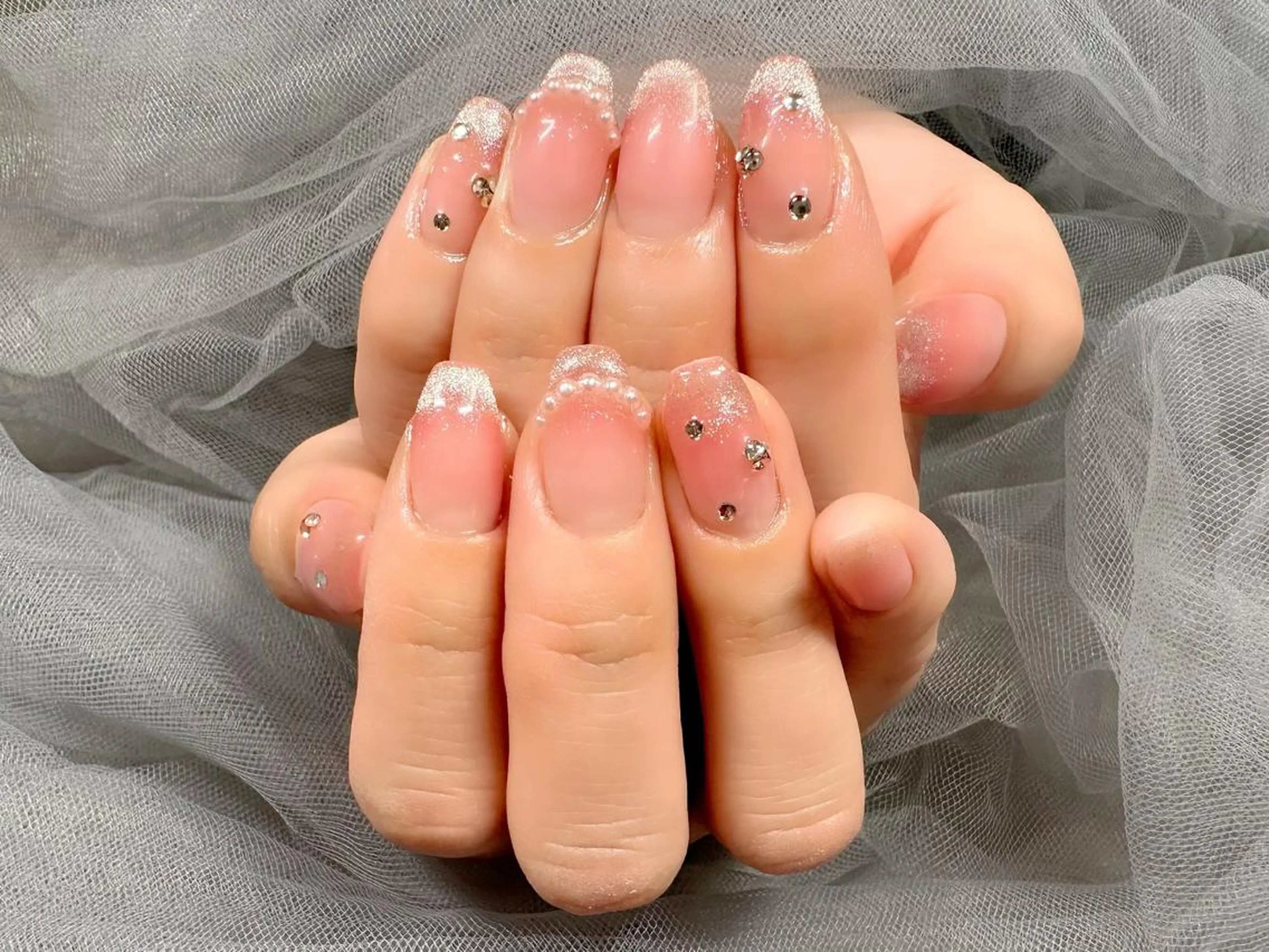 ネイル フレンチネイル マグネットネイル マグネットフレンチ ピンク ハンドネイル Nail Salon KURELLYのネイルデザイン