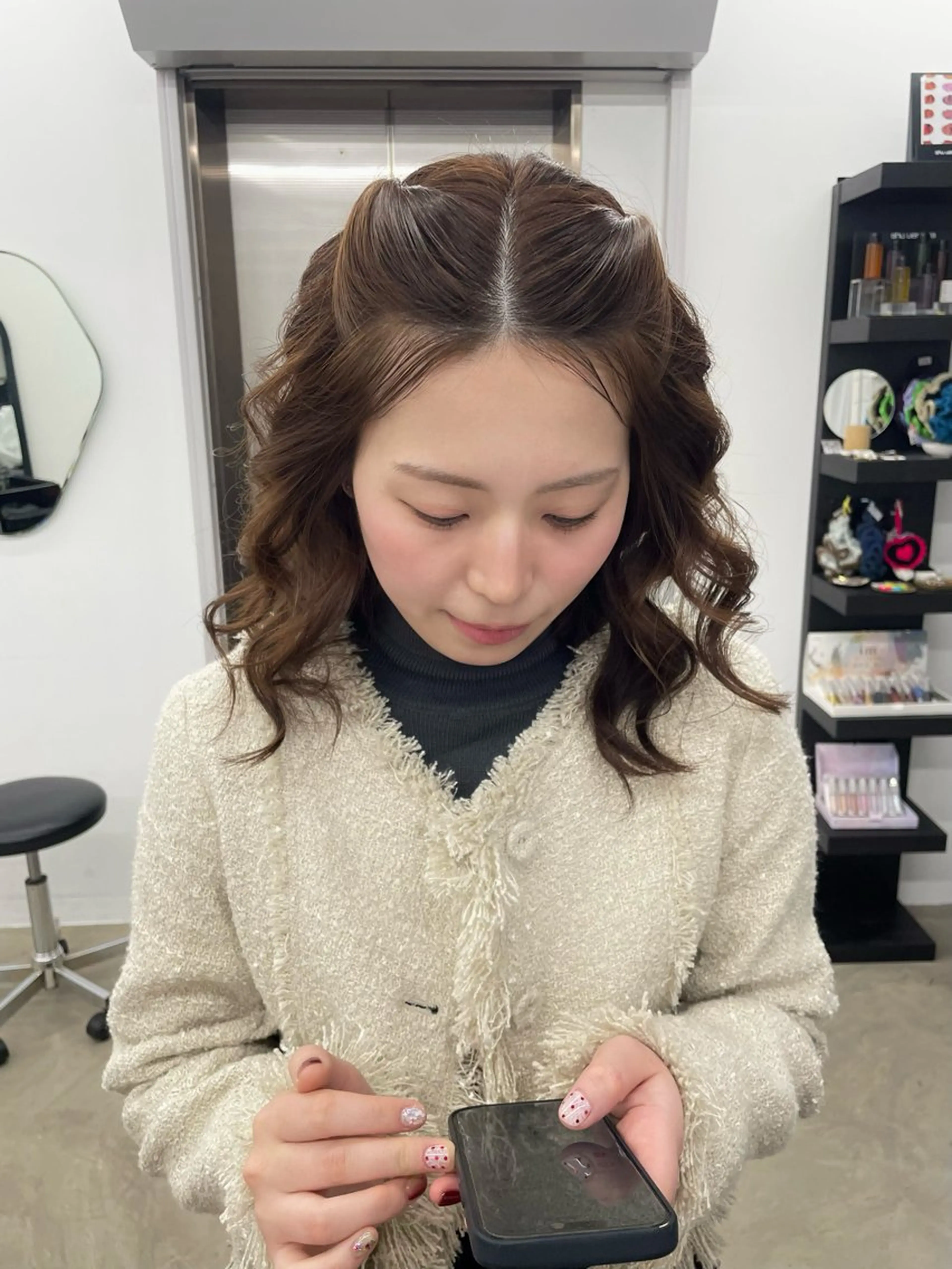 ミディアム ヘアアレンジ ミディアムパーマ ヘアセット Nico☺︎🎀YU ボブ/パーマのヘアスタイル