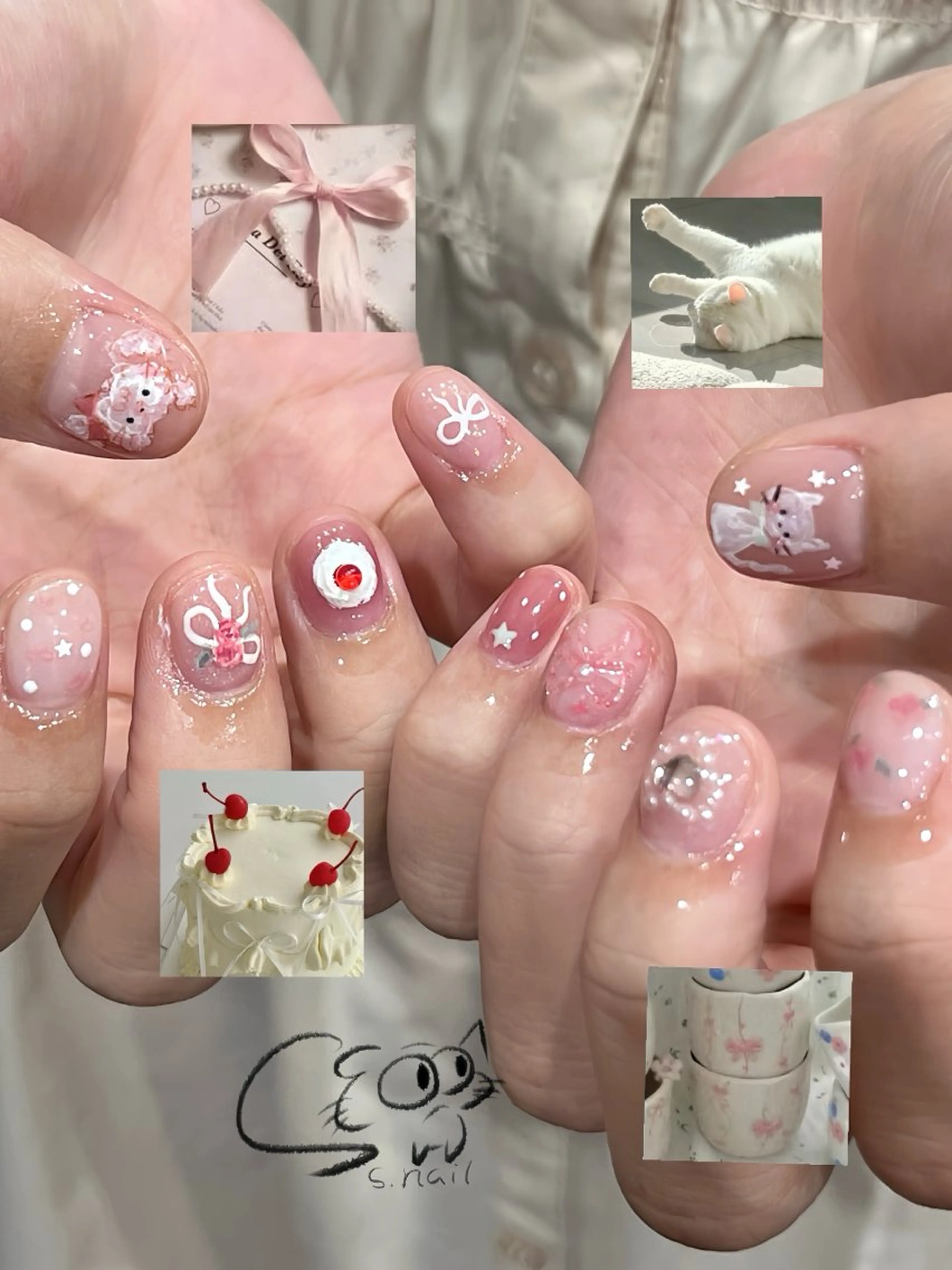 ネイル チークネイル フレンチネイル グラデーション マグネットネイル ワンカラーネイル S.nail _のネイルデザイン