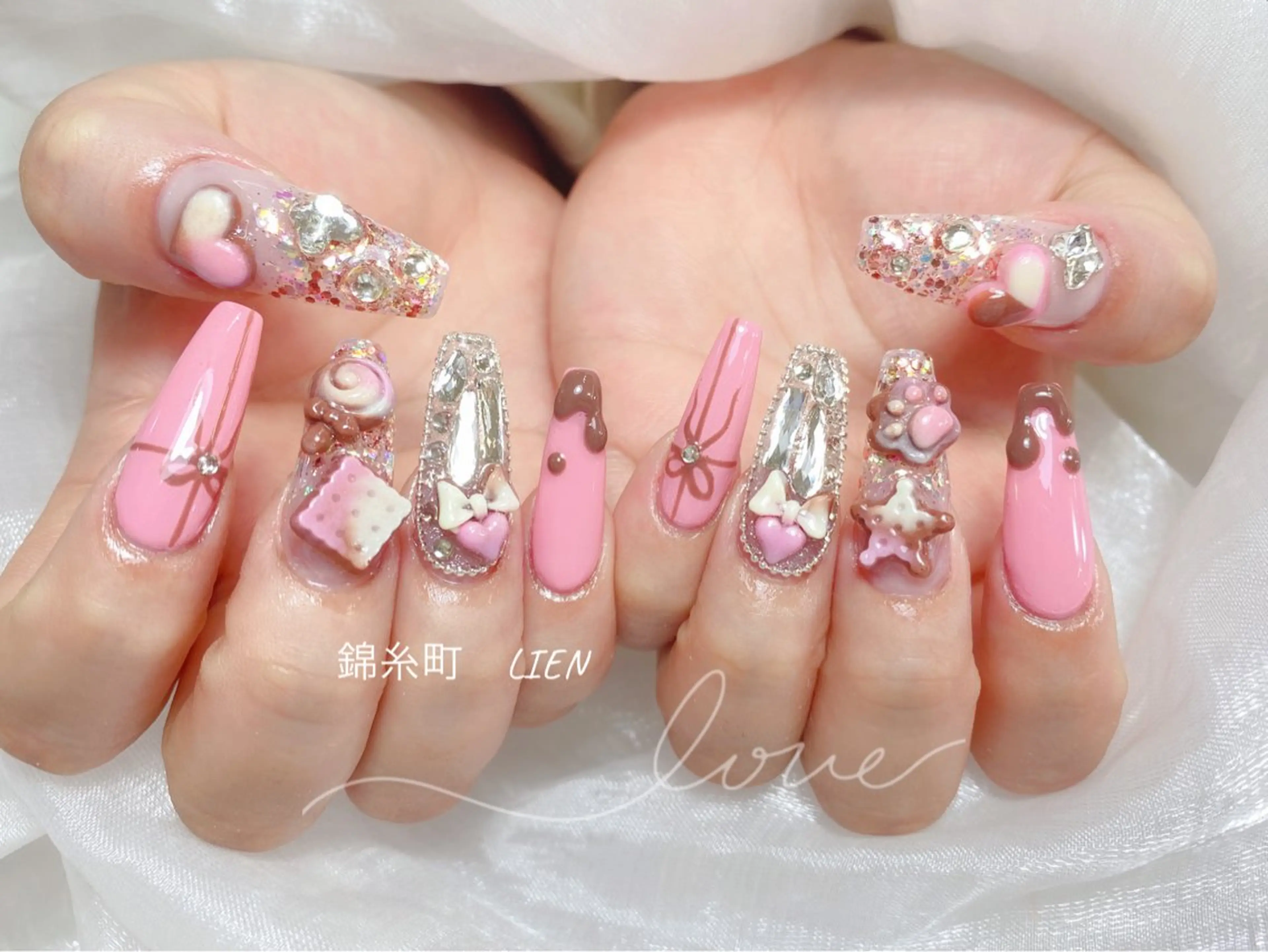 ネイル ピンク バレンタイン ハンドネイル Lien  _リエン リエンのネイルデザイン