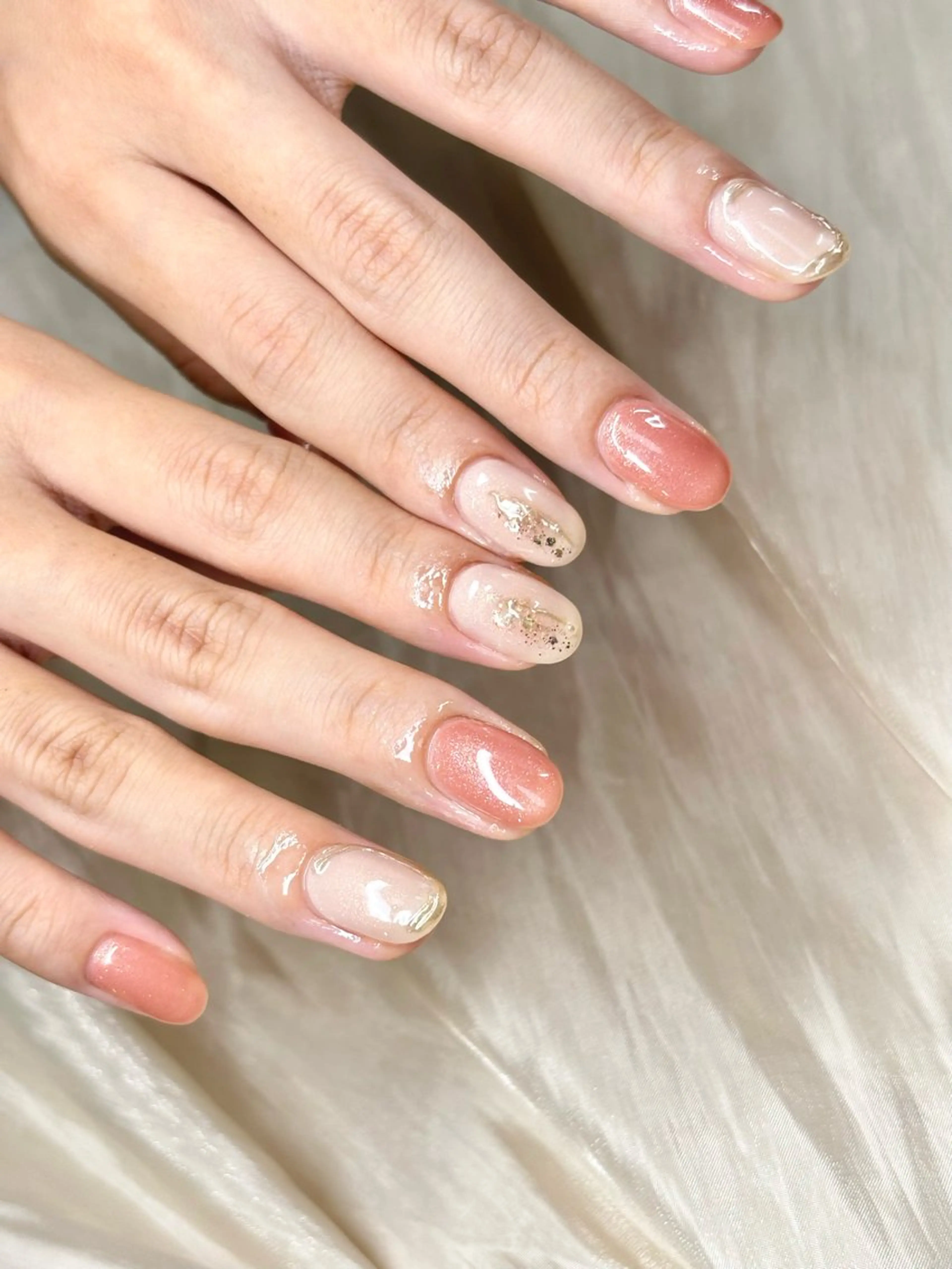 ネイル ニュアンスネイル オレンジ シンプルネイル ETE LUNA NAILのネイルデザイン