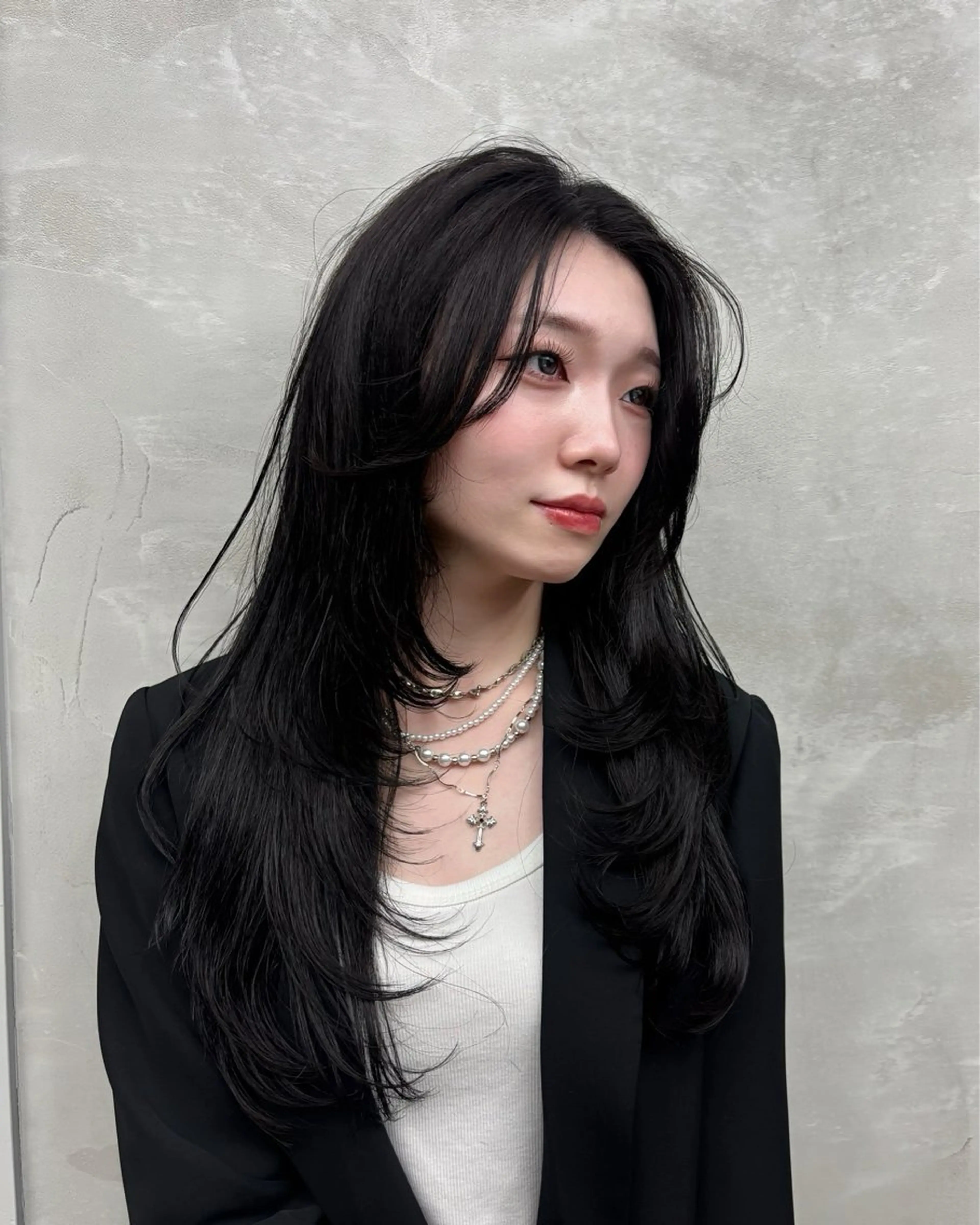 ロング 韓国風ヘア レイヤーカット カット ヘアカラー トリートメント 細井 友貴のヘアスタイル