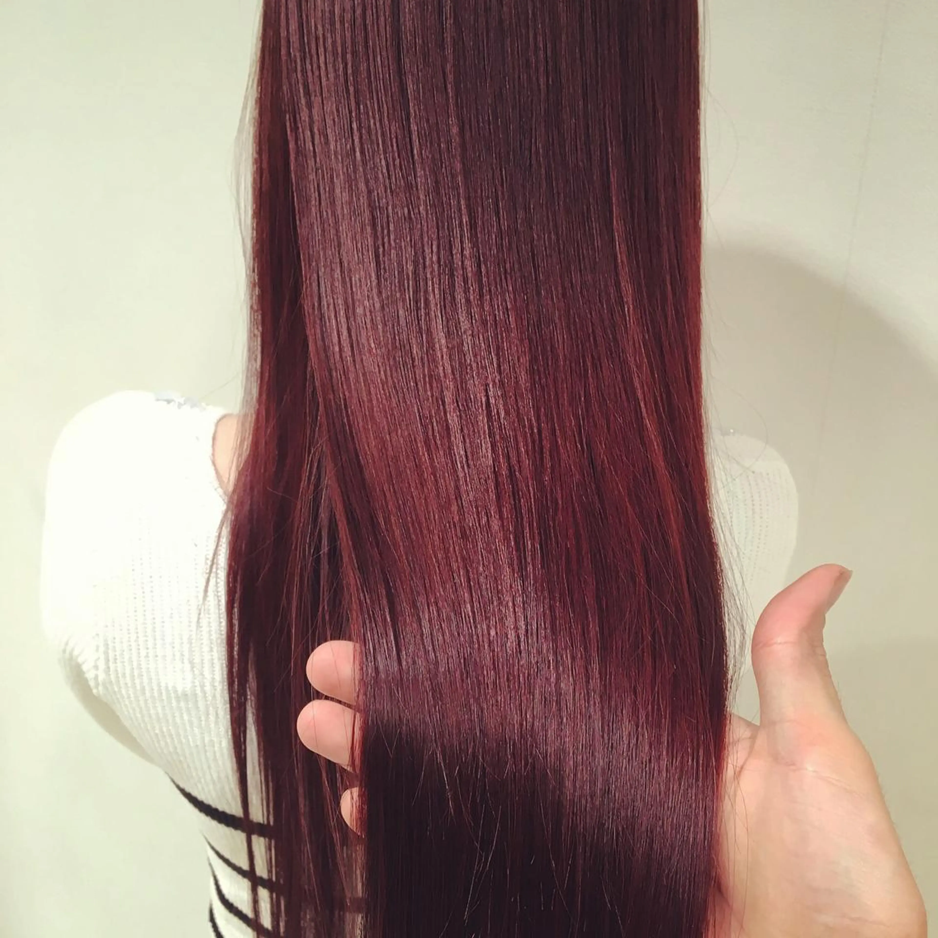 ロング カラー レッドカラー Lumiere 鈴木翔平のヘアスタイル