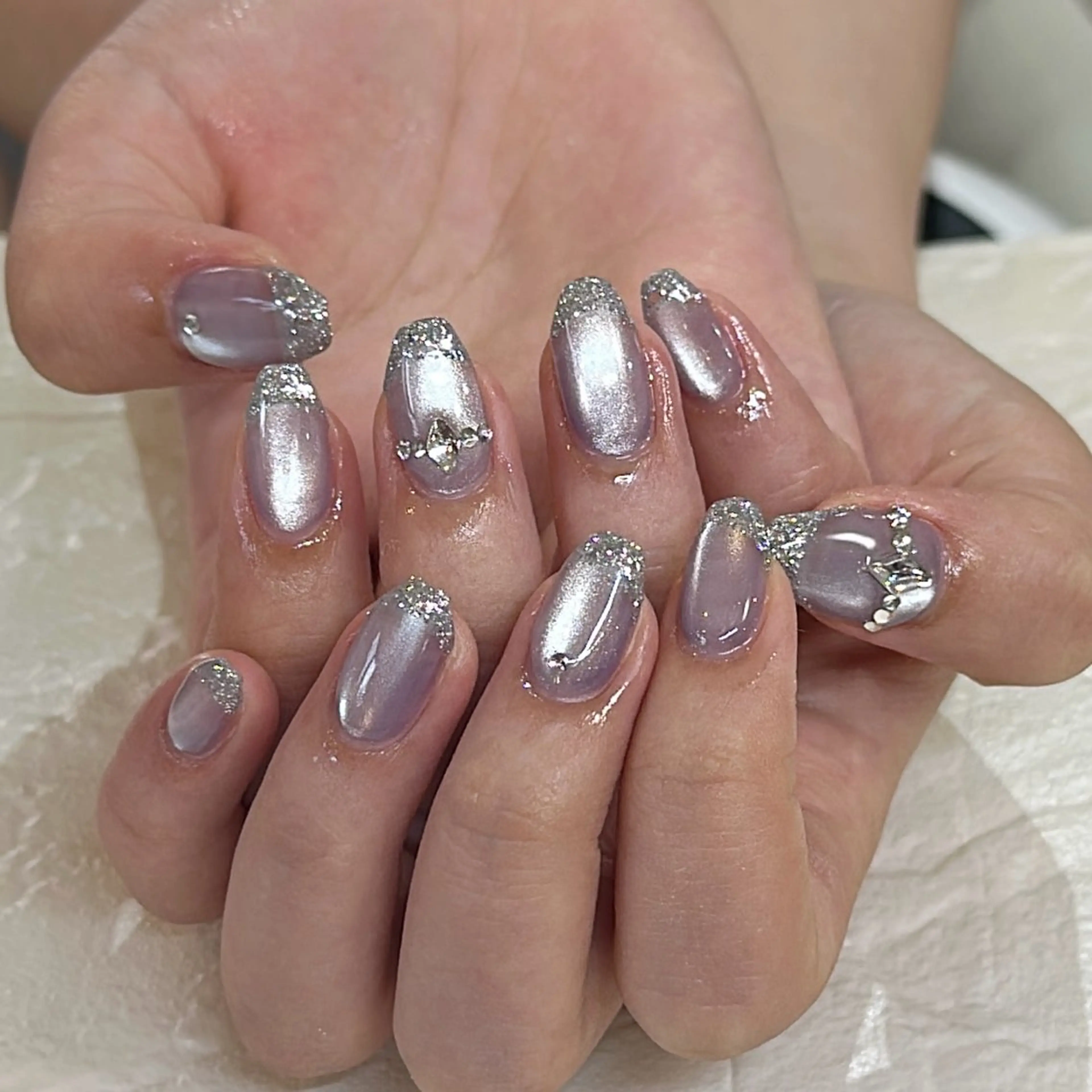 ネイル フレンチネイル ラメ(グリッター) ハンドネイル lalaroom. nailsalon航空公園店所属・lala room.のネイルデザイン