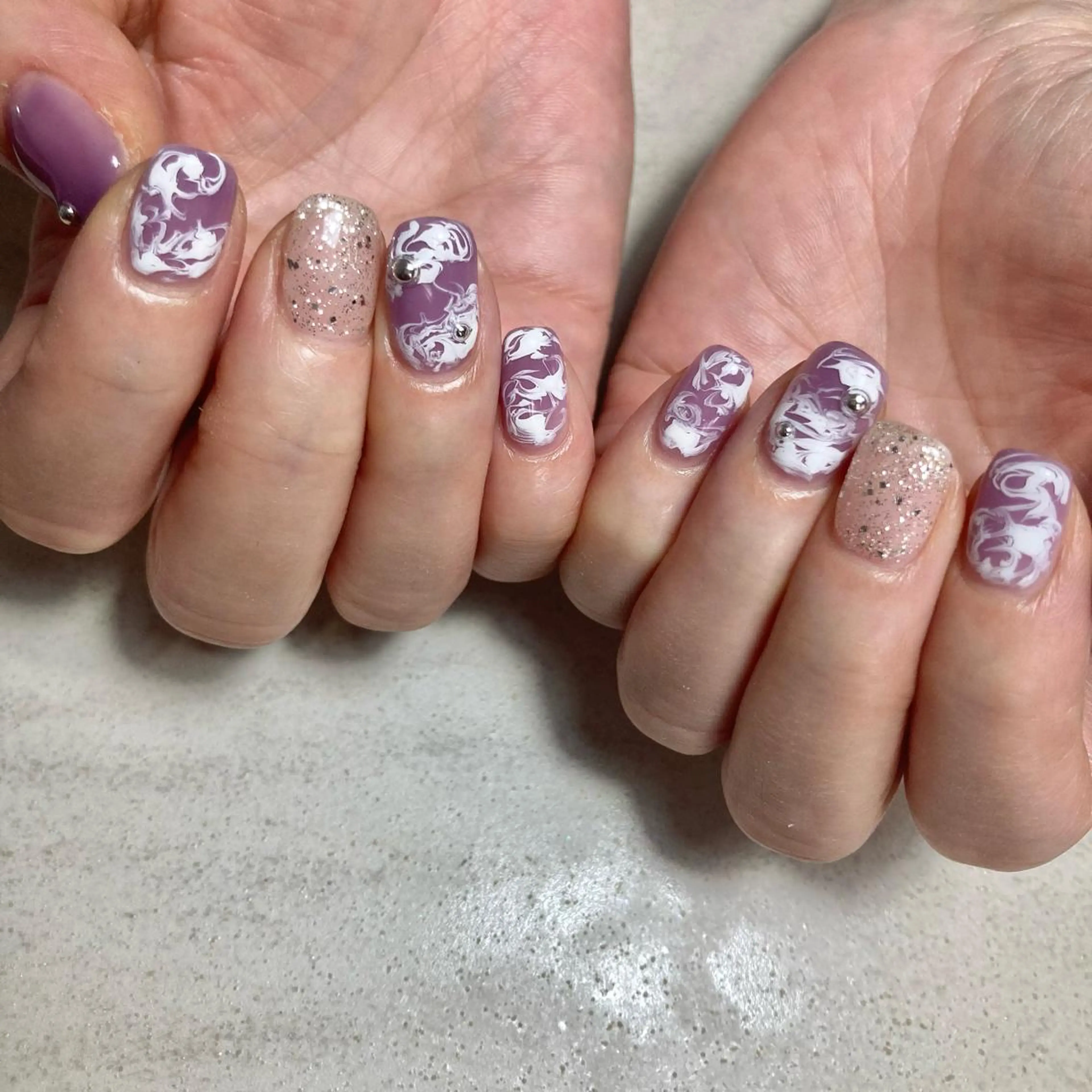 ネイル パープル ハンドネイル sary nail所属・sary nailのネイルデザイン