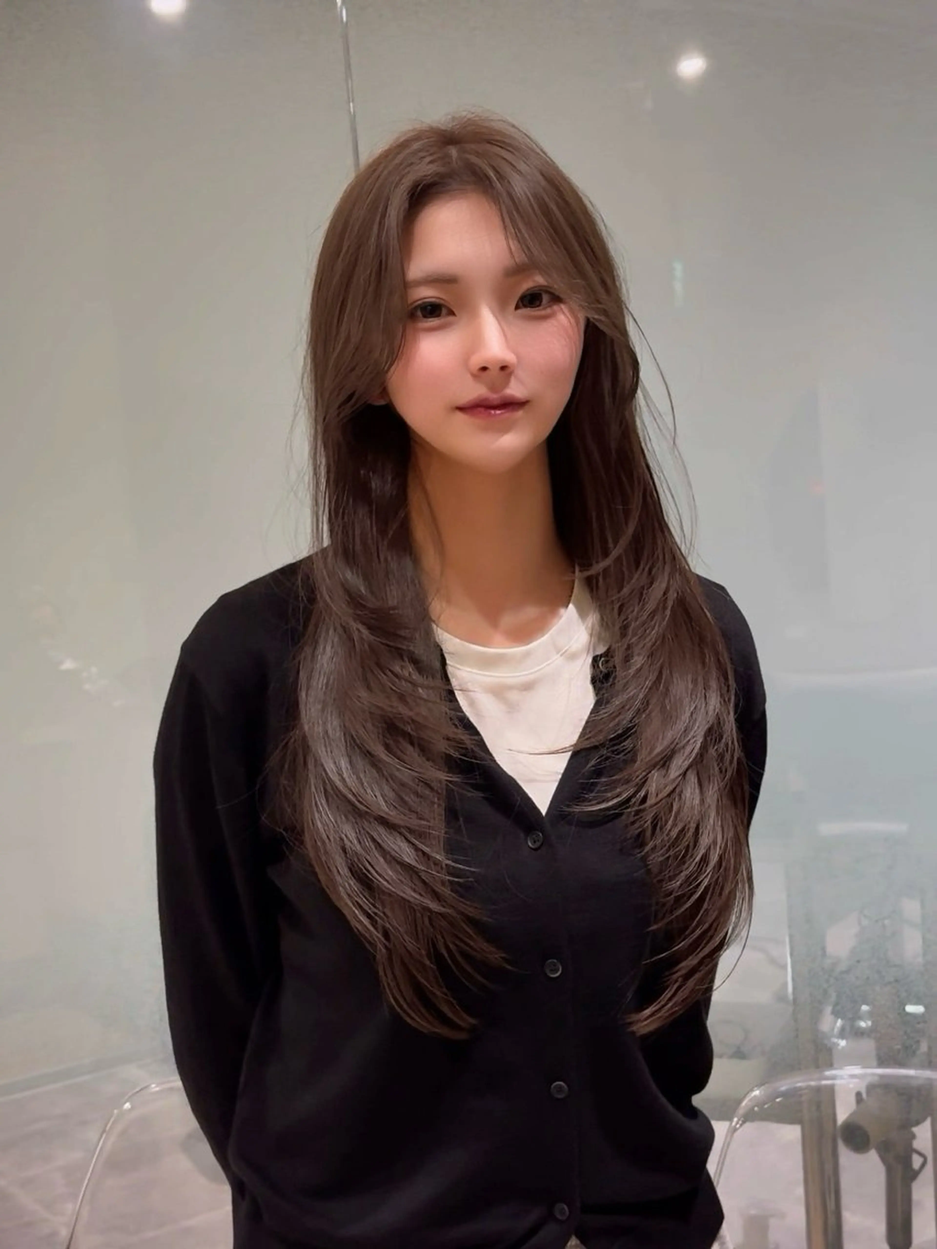 ロング カラー ブリーチ ダブルカラー グレージュ ブリーチなしカラー レイヤーカット ヘアカラー 🩵福岡ブリーチなし レイヤー/紫音🩵のヘアスタイル