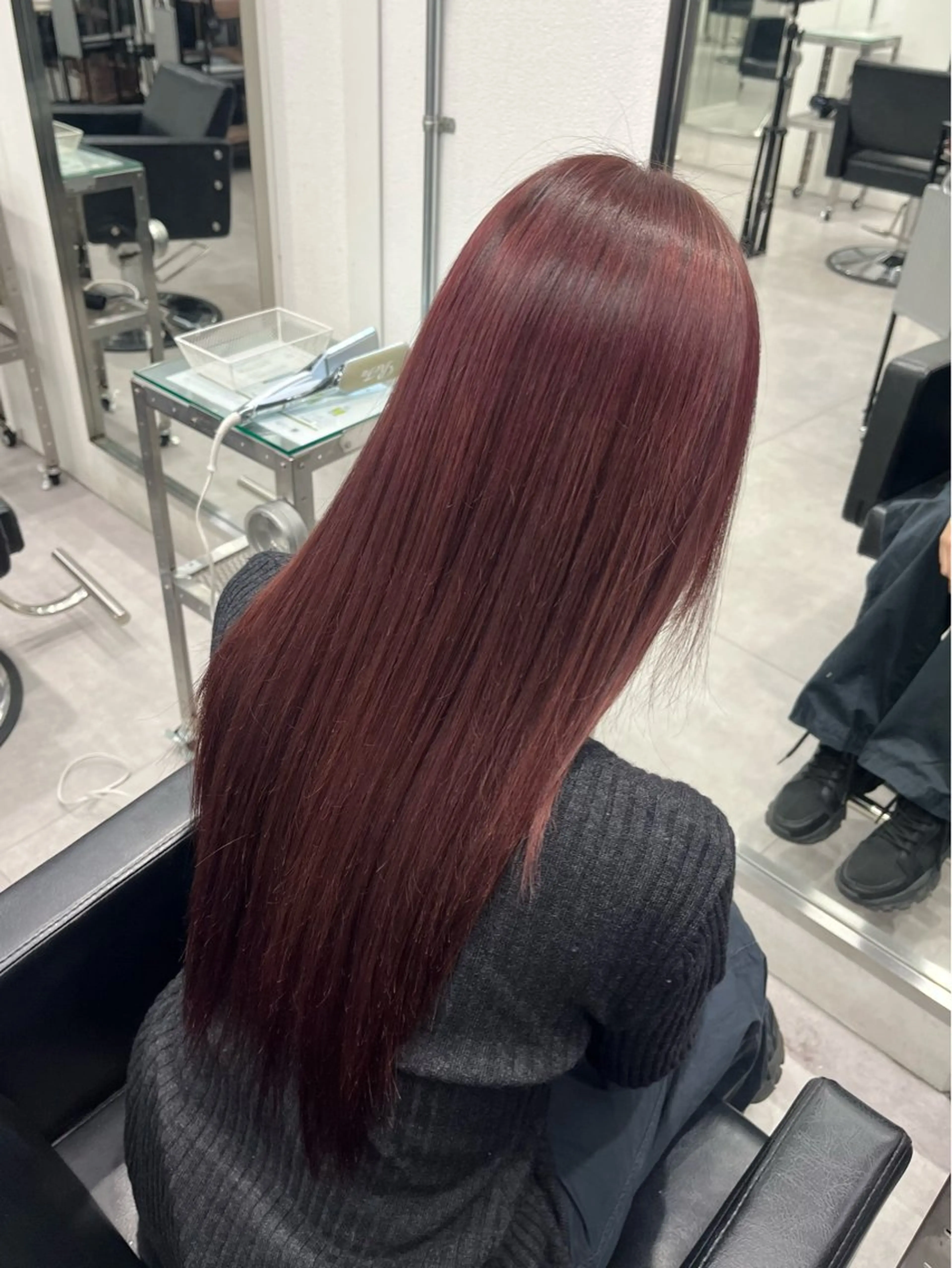 カラー ブリーチ ボルドーカラー ヘアカラー やまもと ここのヘアスタイル