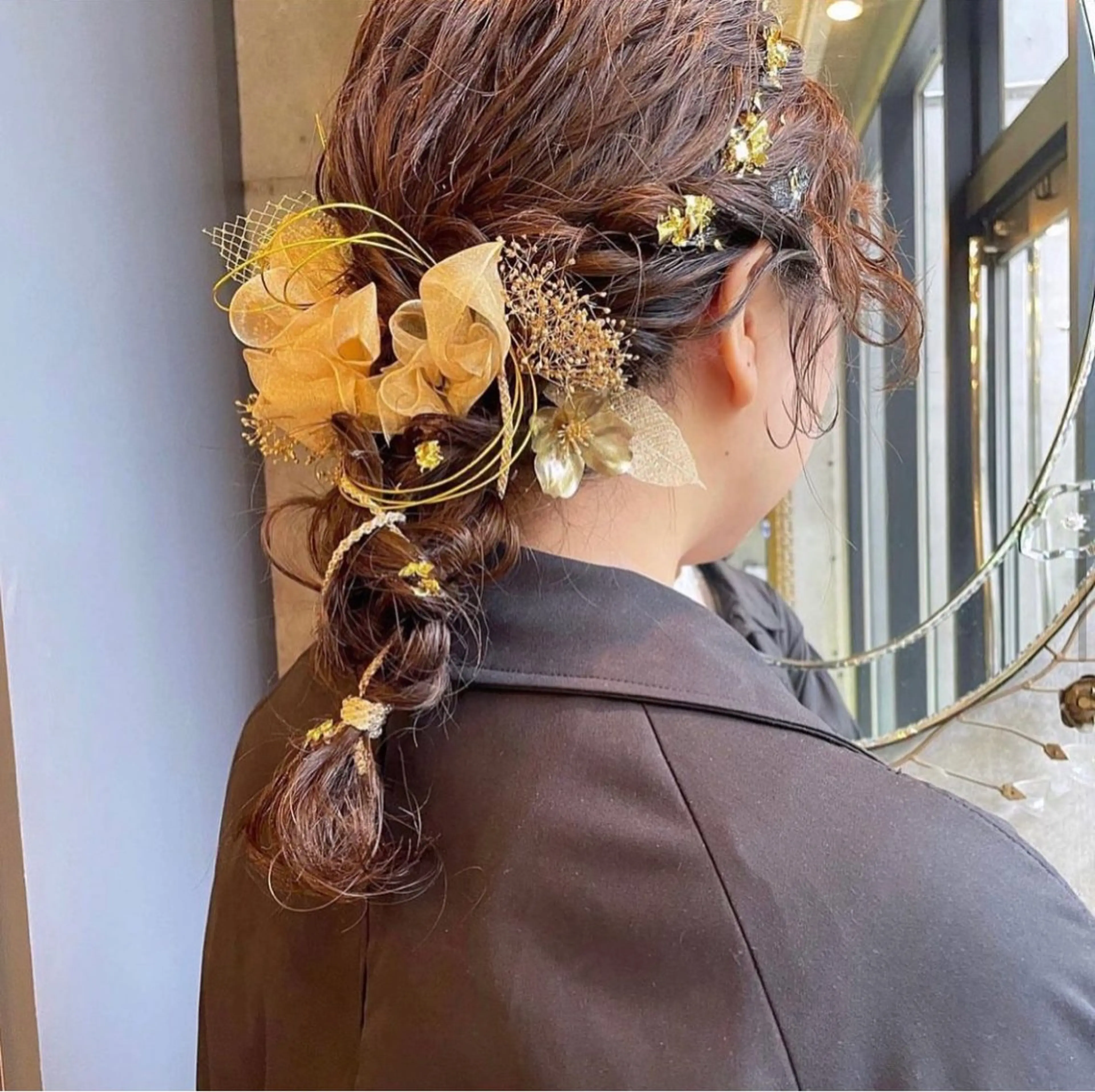 セミロング ヘアアレンジ ヘアセット 暖色カラー/ピンク カラー/HARUKAのヘアスタイル