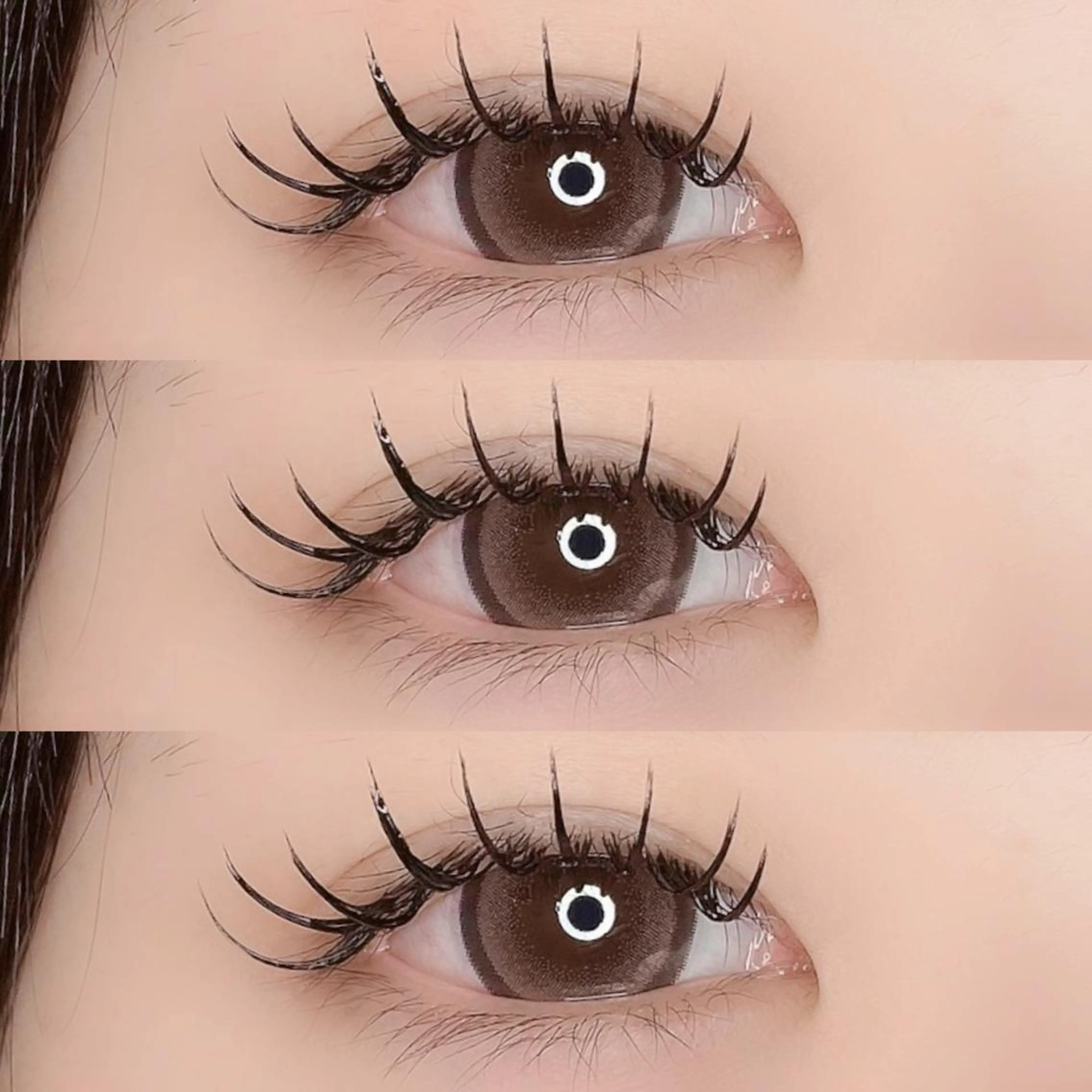 マツエク・マツパ 束感まつ毛 フラットラッシュ 韓国風マツエク パリジェンヌラッシュリフト ボリュームラッシュ 肌に馴染むハイトーン /ミルクティーカラーのヘアスタイル