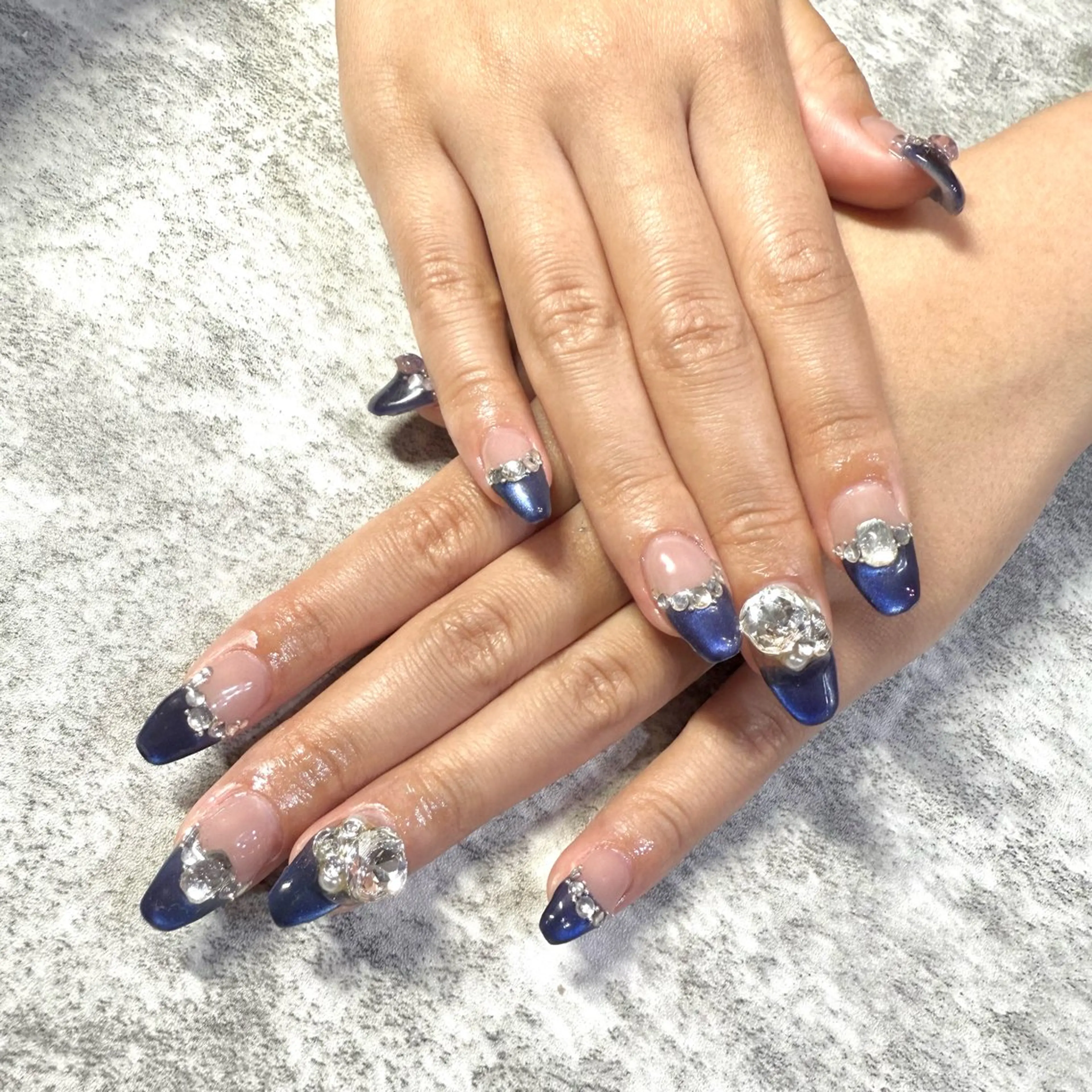 ネイル 持ち込み ネイビー ハンドネイル ★Rinail... .のネイルデザイン