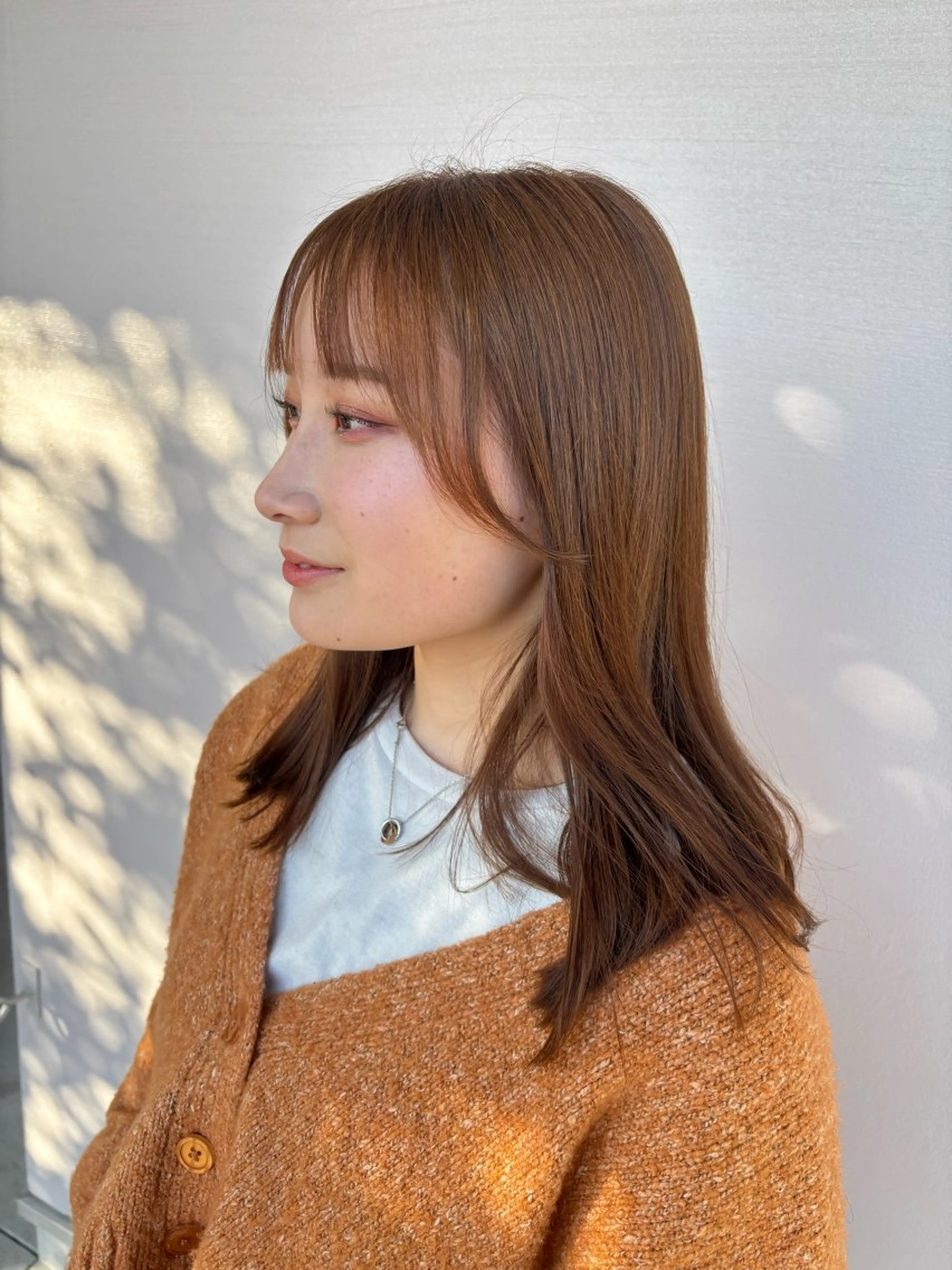 セミロング 切りっぱなしボブ 韓国風カラー ボブ 韓国風ヘア 🎧透明感カラー /髪質改善のヘアスタイル